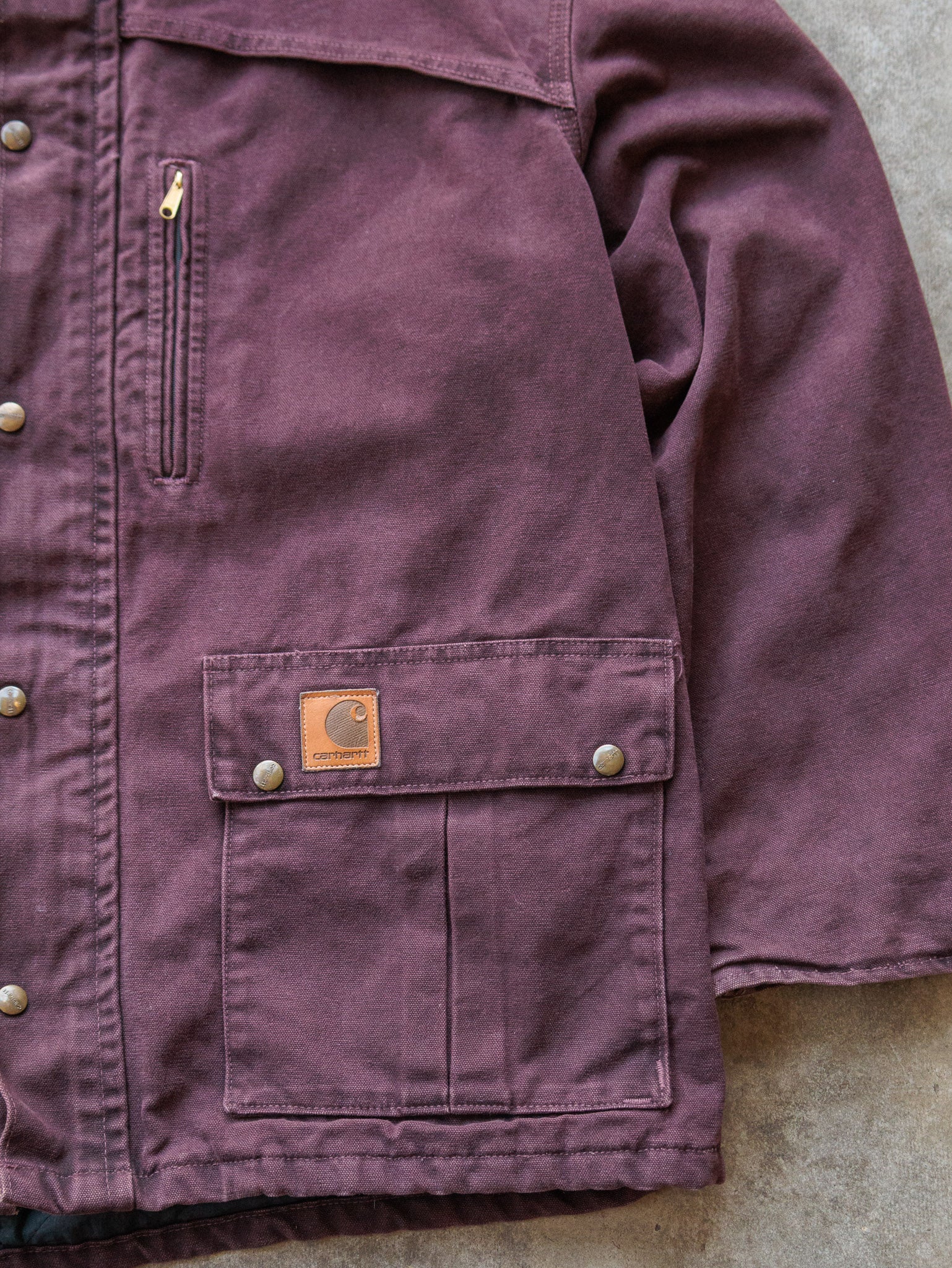 Vintage 90s Plum Carhartt Blanket Lined Duck Chore Coat (XL)