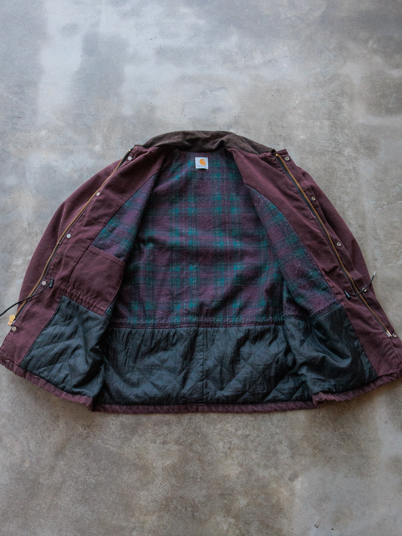 Vintage 90s Plum Carhartt Blanket Lined Duck Chore Coat (XL)