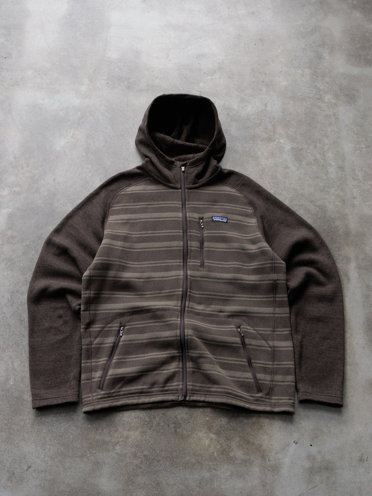 Vintage Brown Striped Patagonia Better Sweater Fleece Jacket (L)