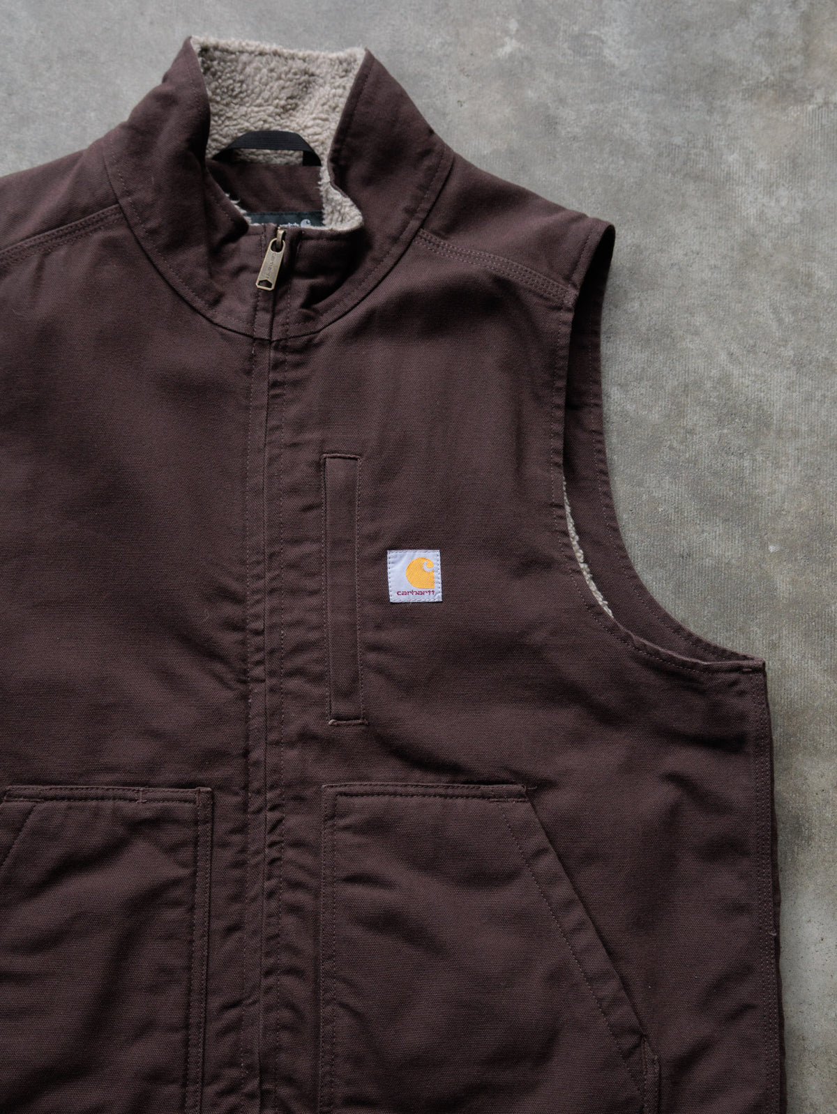 Vintage Brown Carhartt Sherpa-Lined Vest (M)