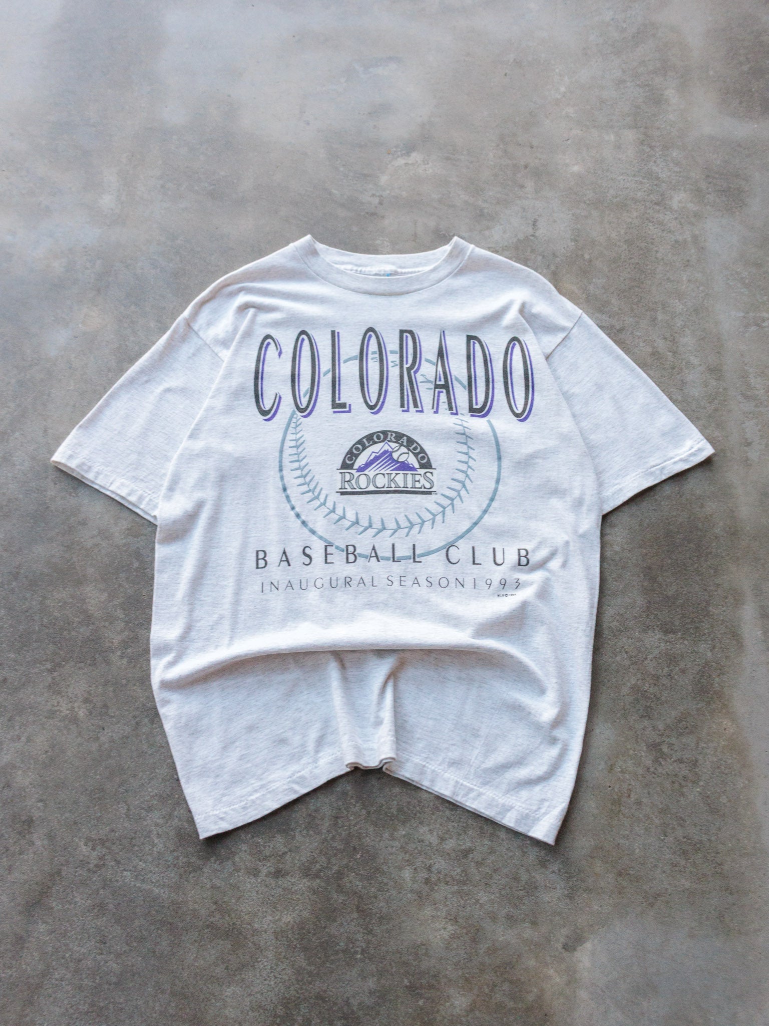Vintage 1993 Grey Colorado Rockies Inaugural Season Tee (XL)