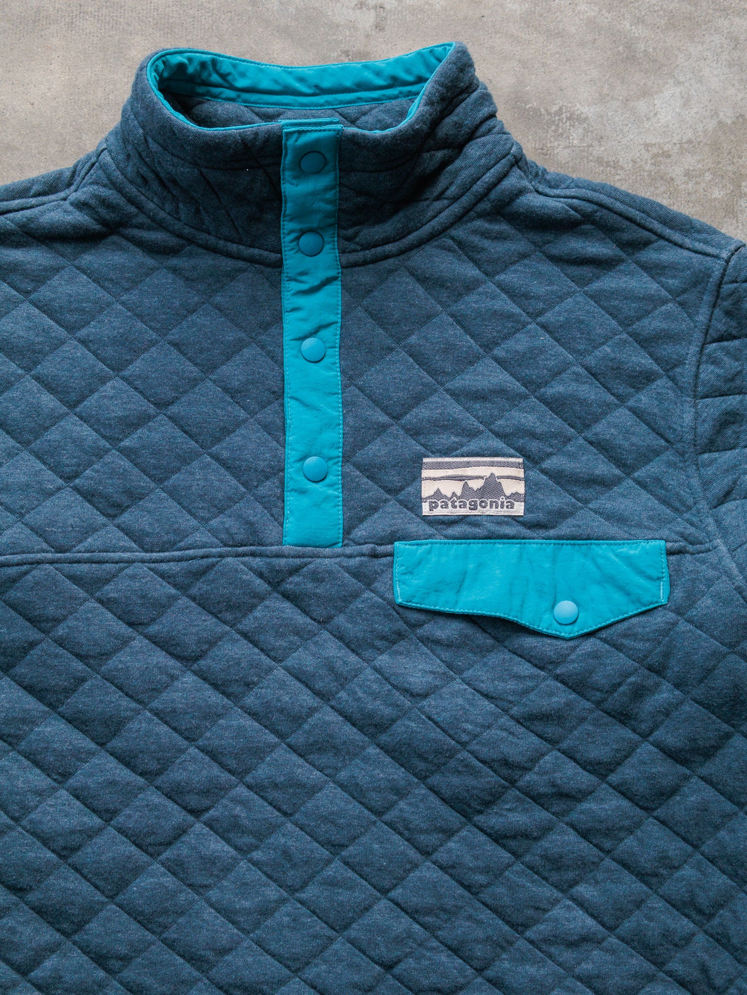 Vintage Blue Patagonia Quilted Snap-T Pullover Sweatshirt (S)