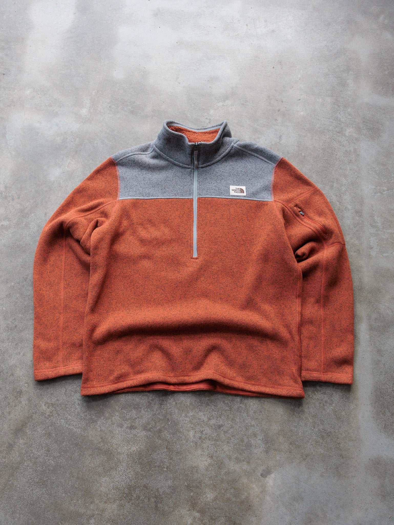 Vintage Orange & Grey The North Face Quarter Zip Pullover Sweatshirt (L)