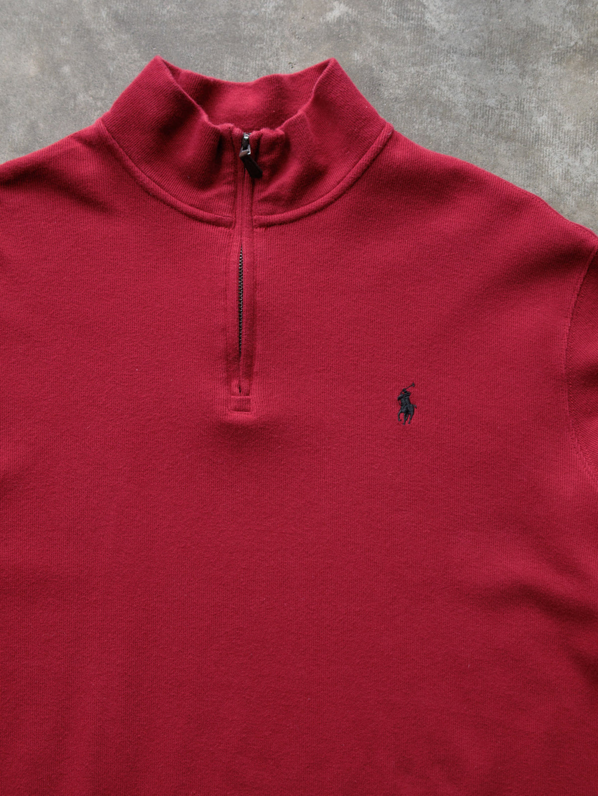 Vintage Red Polo Ralph Lauren Knit Quarter Zip (L)