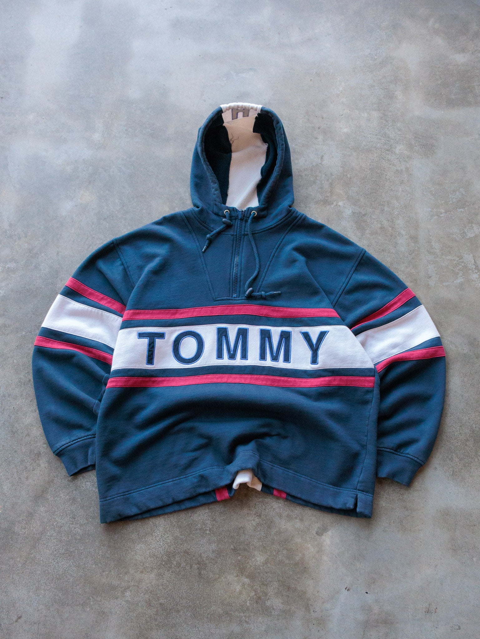 Vintage 90s Tommy Hilfiger Half Zip Hoodie (L)