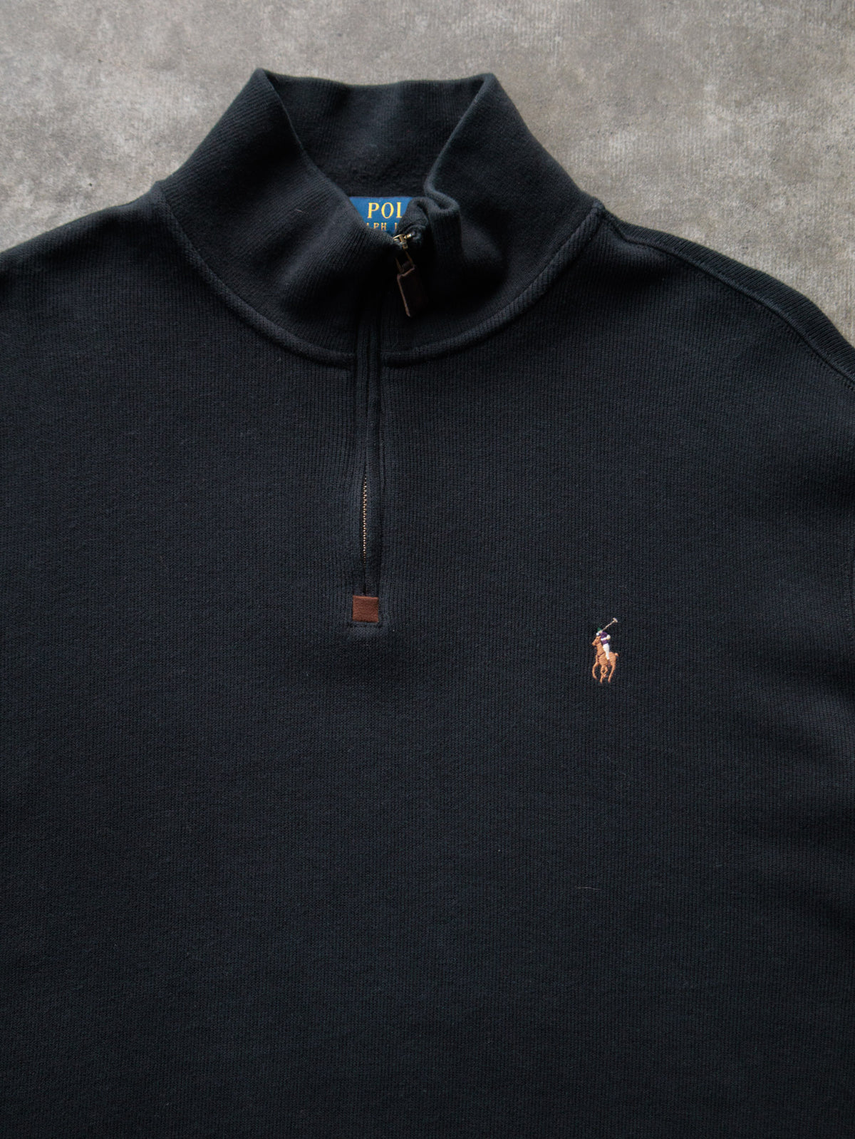 Vintage Black Polo Ralph Lauren Knit Quarter Zip (L)