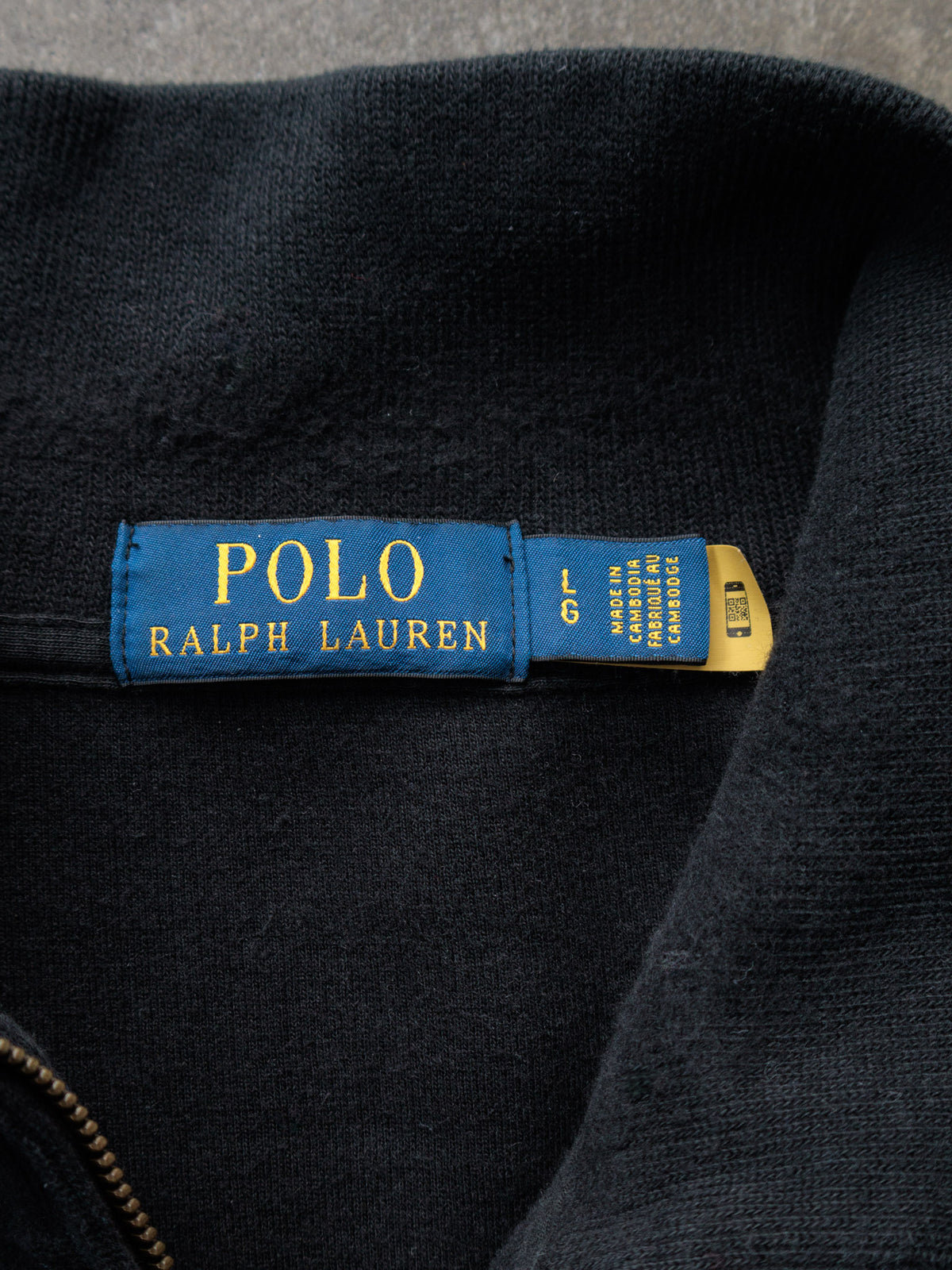 Vintage Black Polo Ralph Lauren Knit Quarter Zip (L)