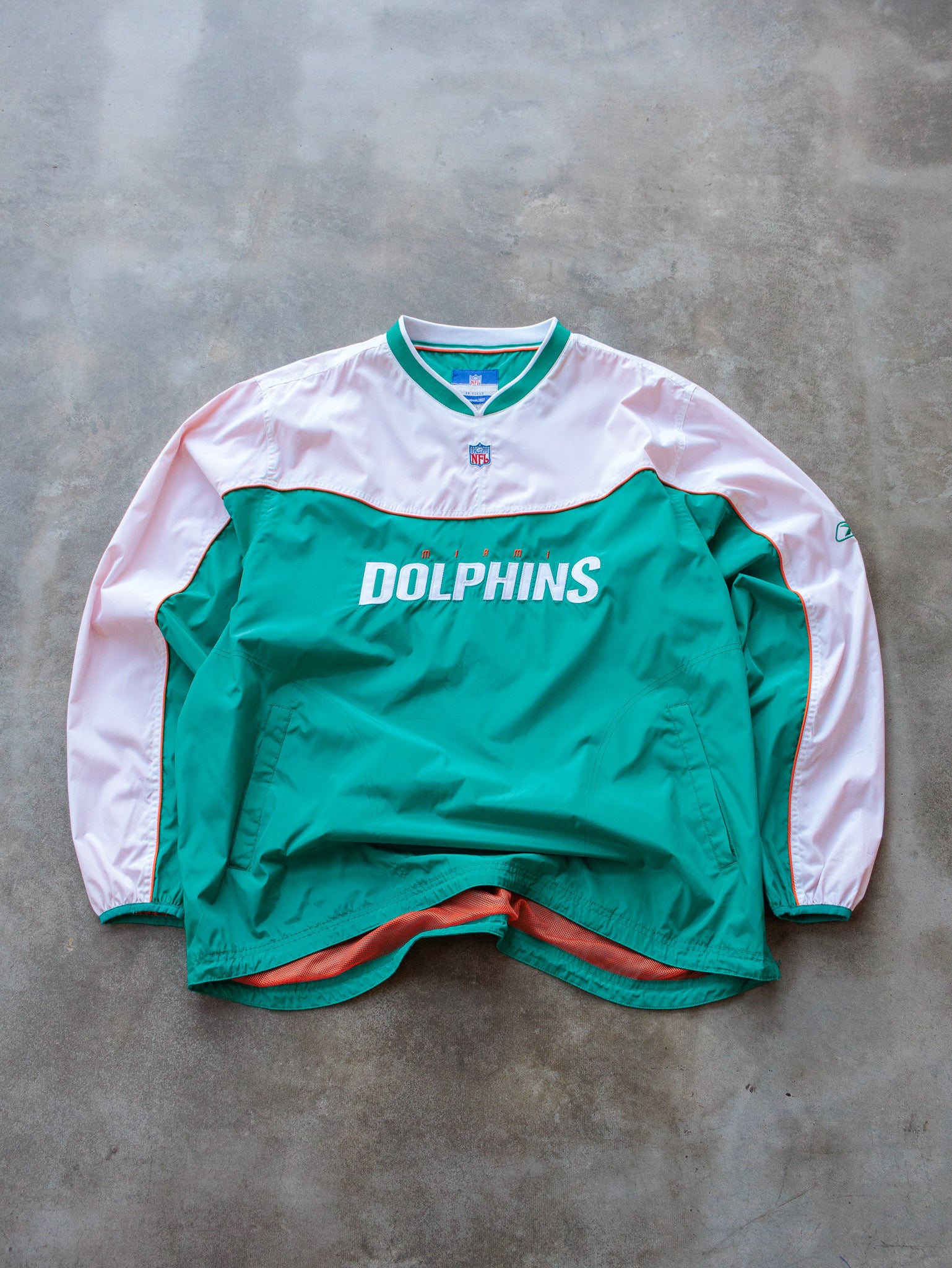 Vintage 00s Reebok Miami Dolphins Pull Over Jacket (2XL)