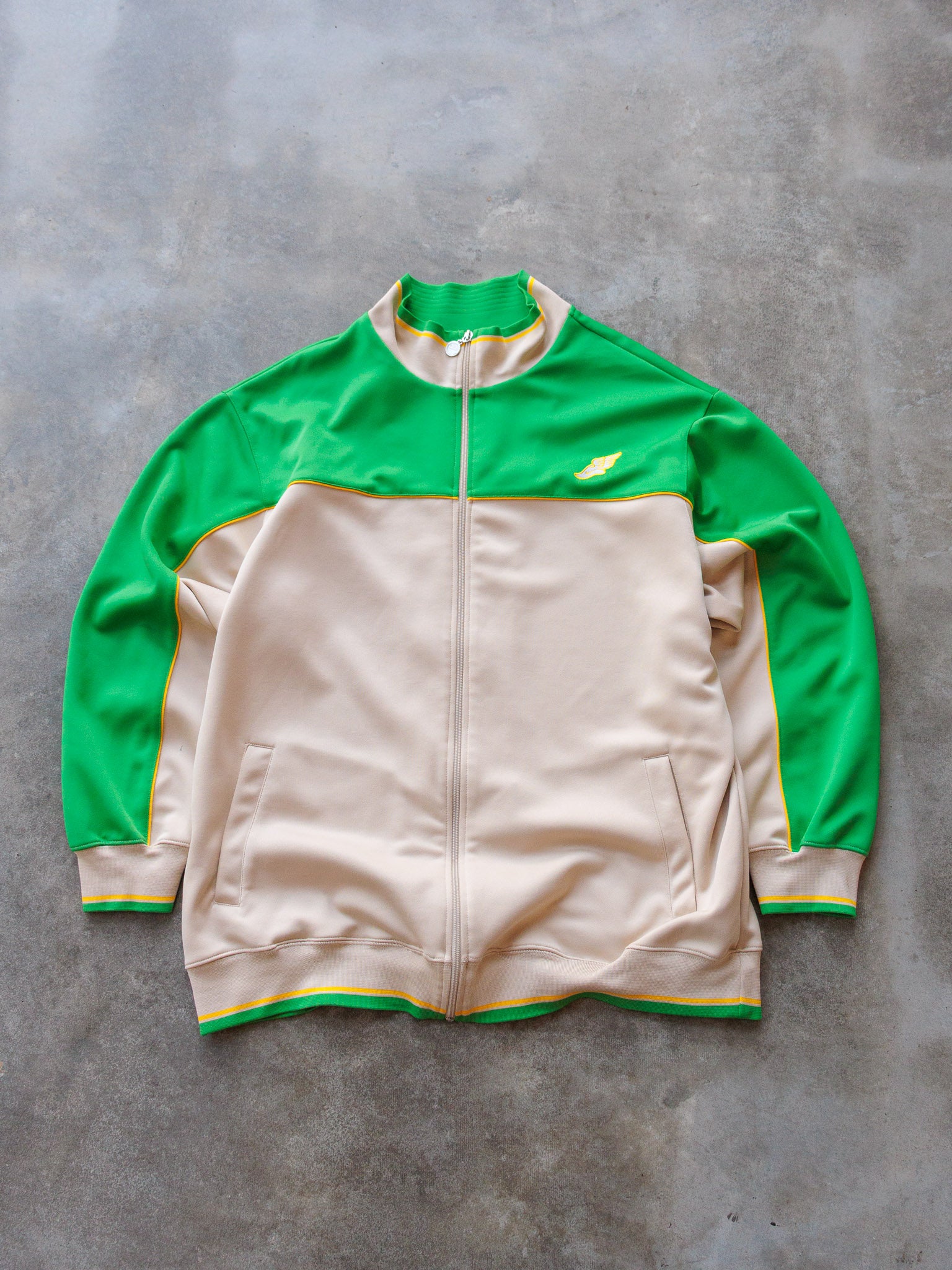 Vintage 00s Beige & Green Nike Track Jacket (XL)