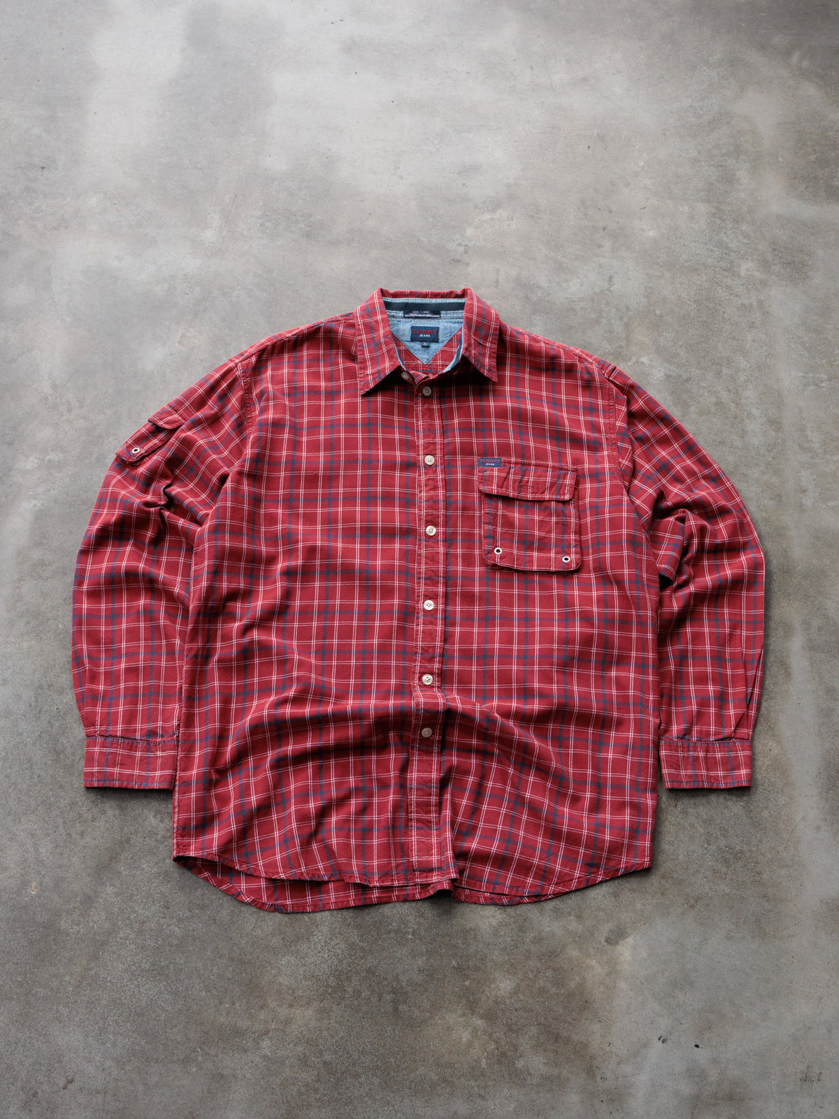 Vintage 00s Red Plaid Tommy Jeans Shirt (L)