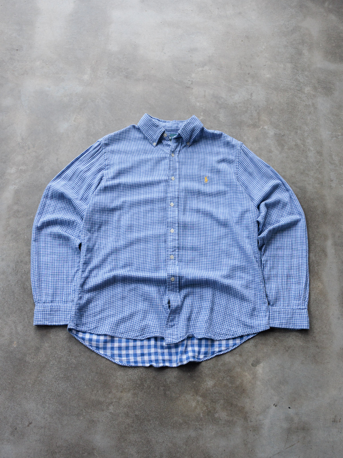 Vintage 00s Blue Gingham Ralph Lauren Shirt (L)