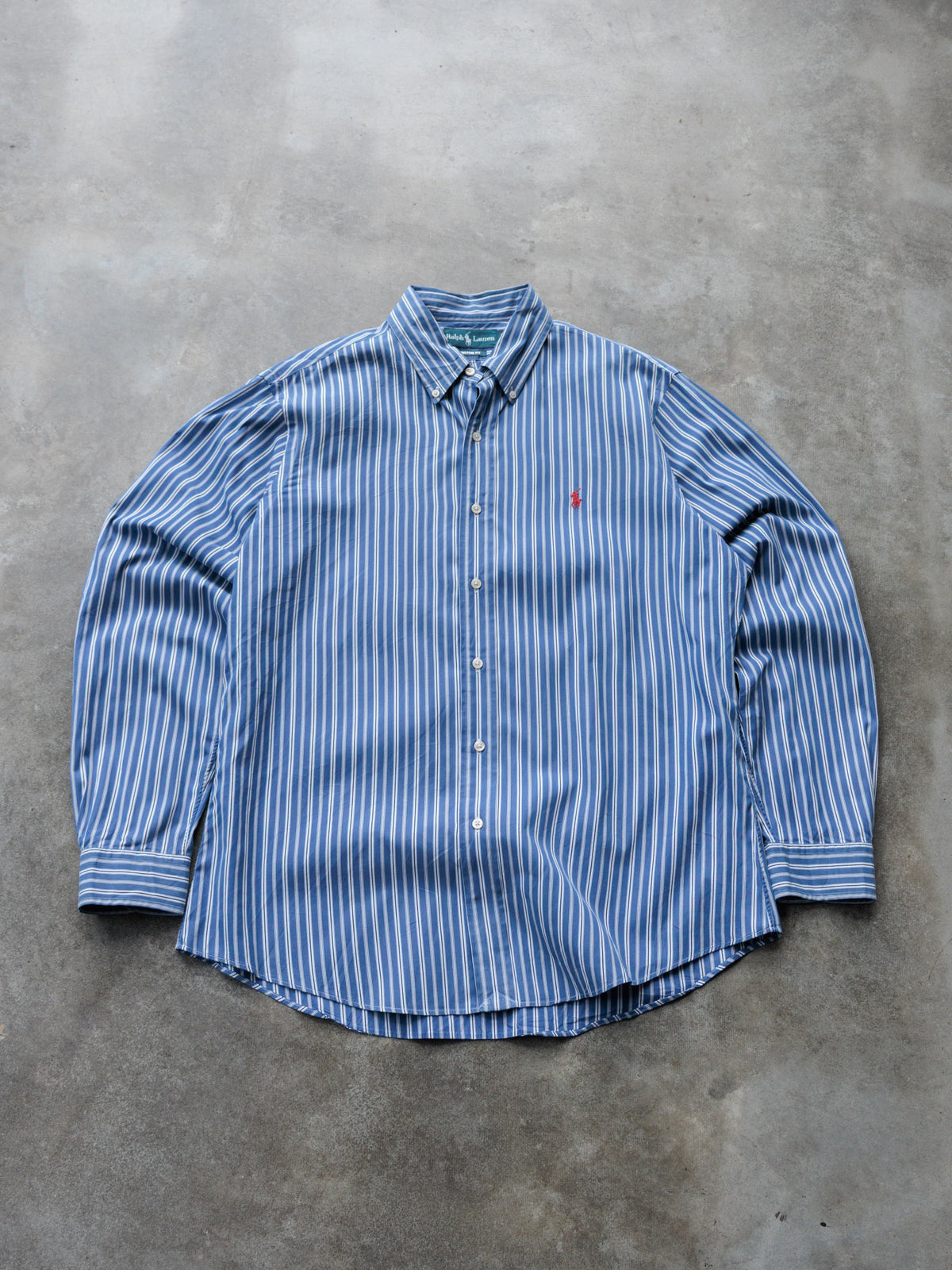 Vintage Blue Striped Ralph Lauren Shirt (L)