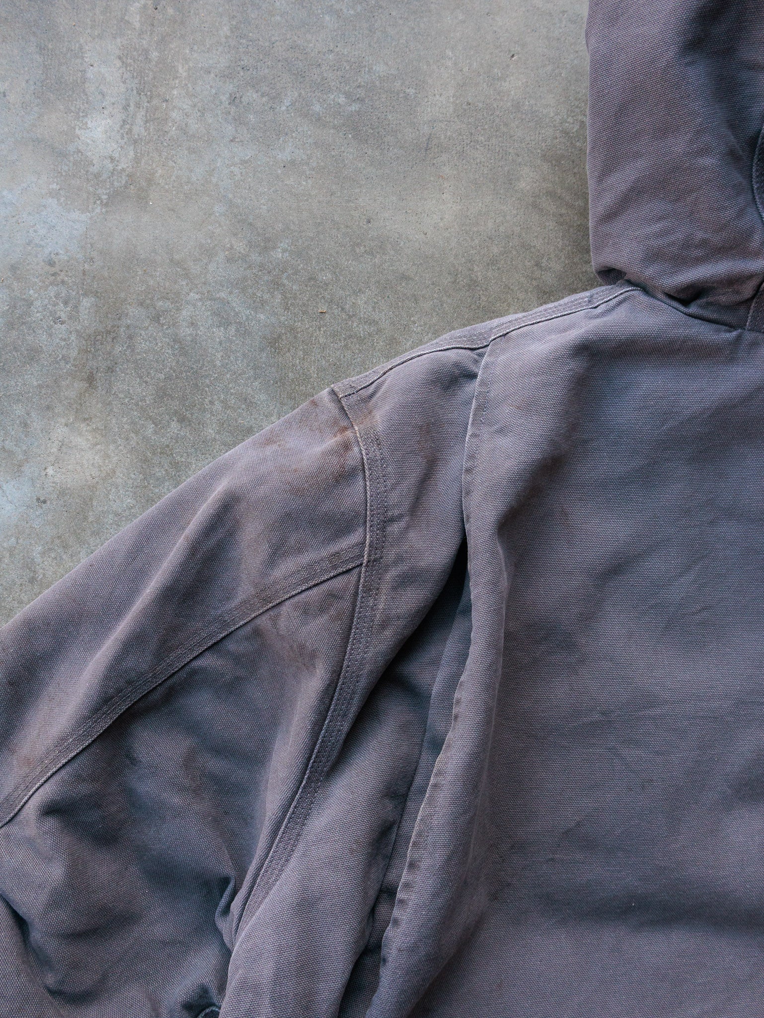 Vintage Grey Carhartt Sherpa Lined Hooded Jacket (XL)