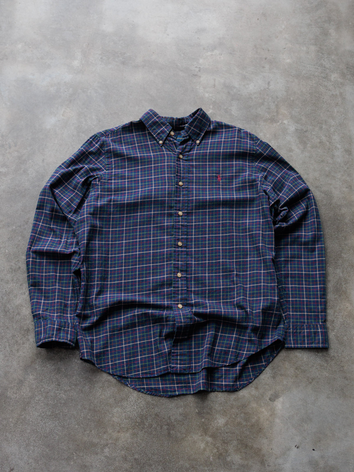 Vintage 00s Navy Plaid Ralph Lauren Flannel Shirt (M)