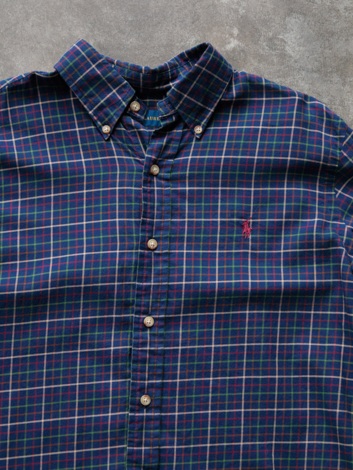 Vintage 00s Navy Plaid Ralph Lauren Flannel Shirt (M)