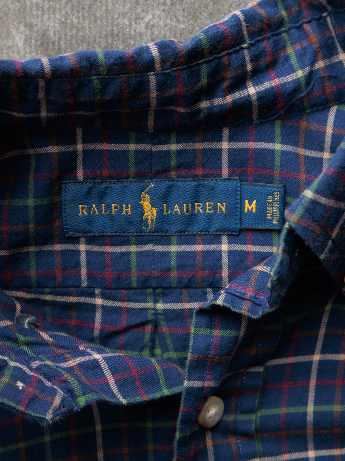 Vintage 00s Navy Plaid Ralph Lauren Flannel Shirt (M)