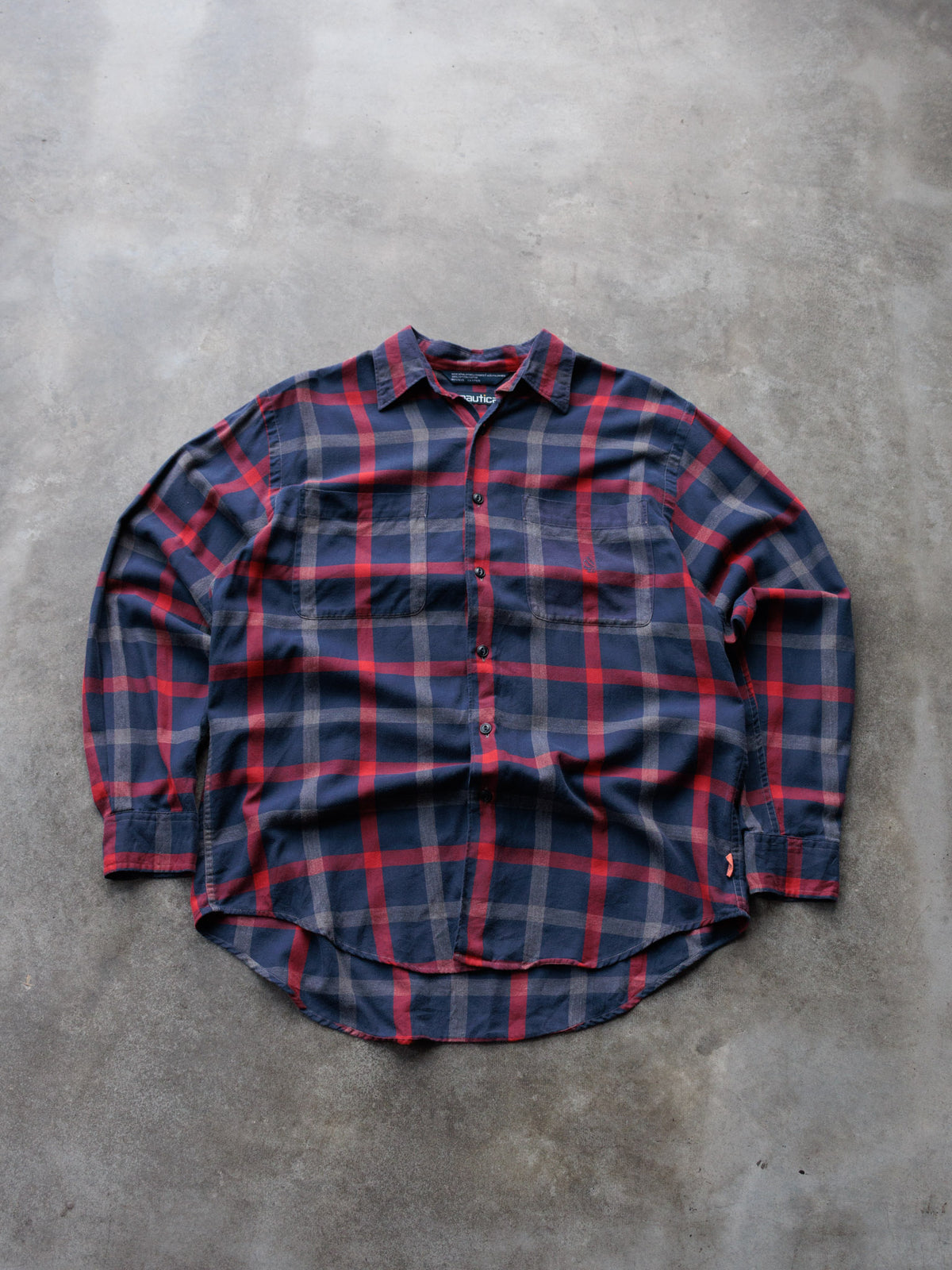Vintage 00s Navy Plaid Nautica Flannel Shirt (M)
