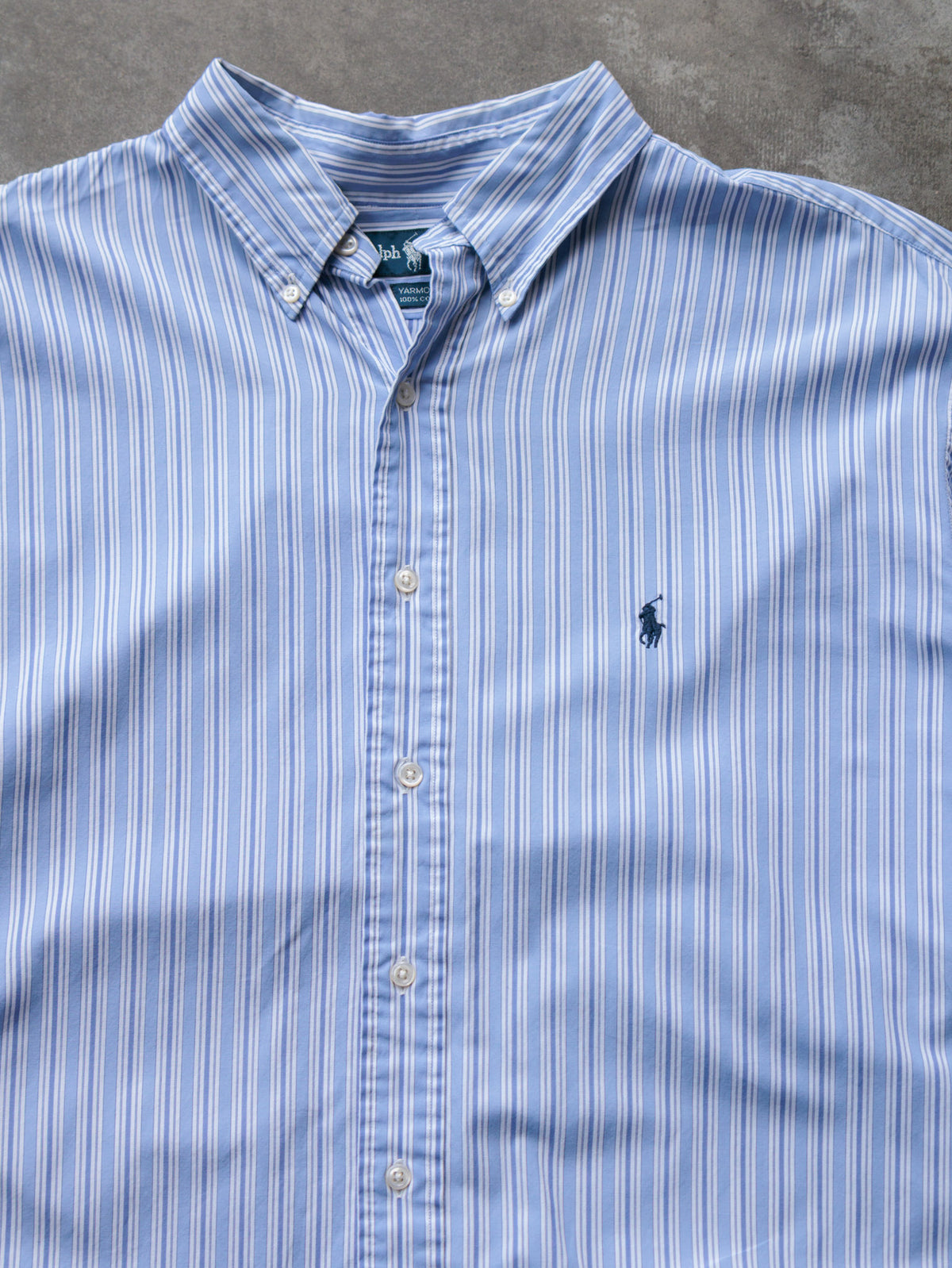 Vintage Blue Striped Ralph Lauren Shirt (XL)