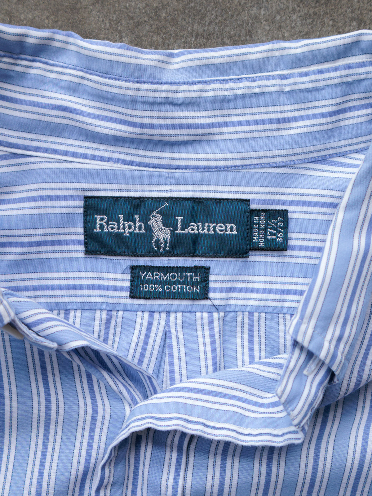 Vintage Blue Striped Ralph Lauren Shirt (XL)