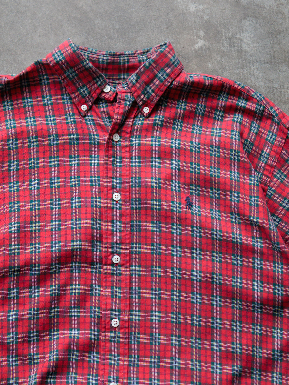 Vintage Red Plaid Ralph Lauren Flannel Shirt (M)