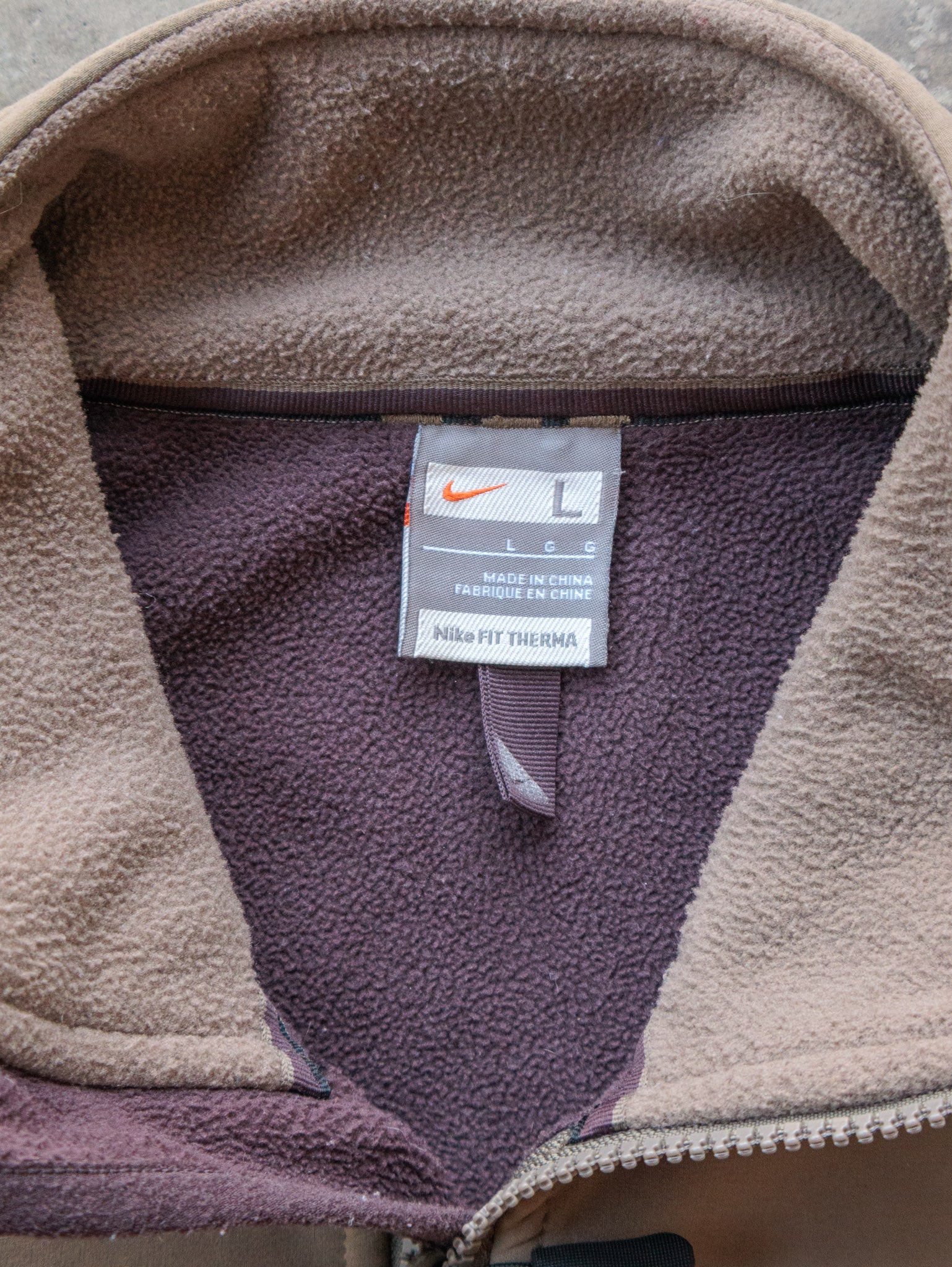 Vintage 90s Khaki Nike Fleece Jacket (L)