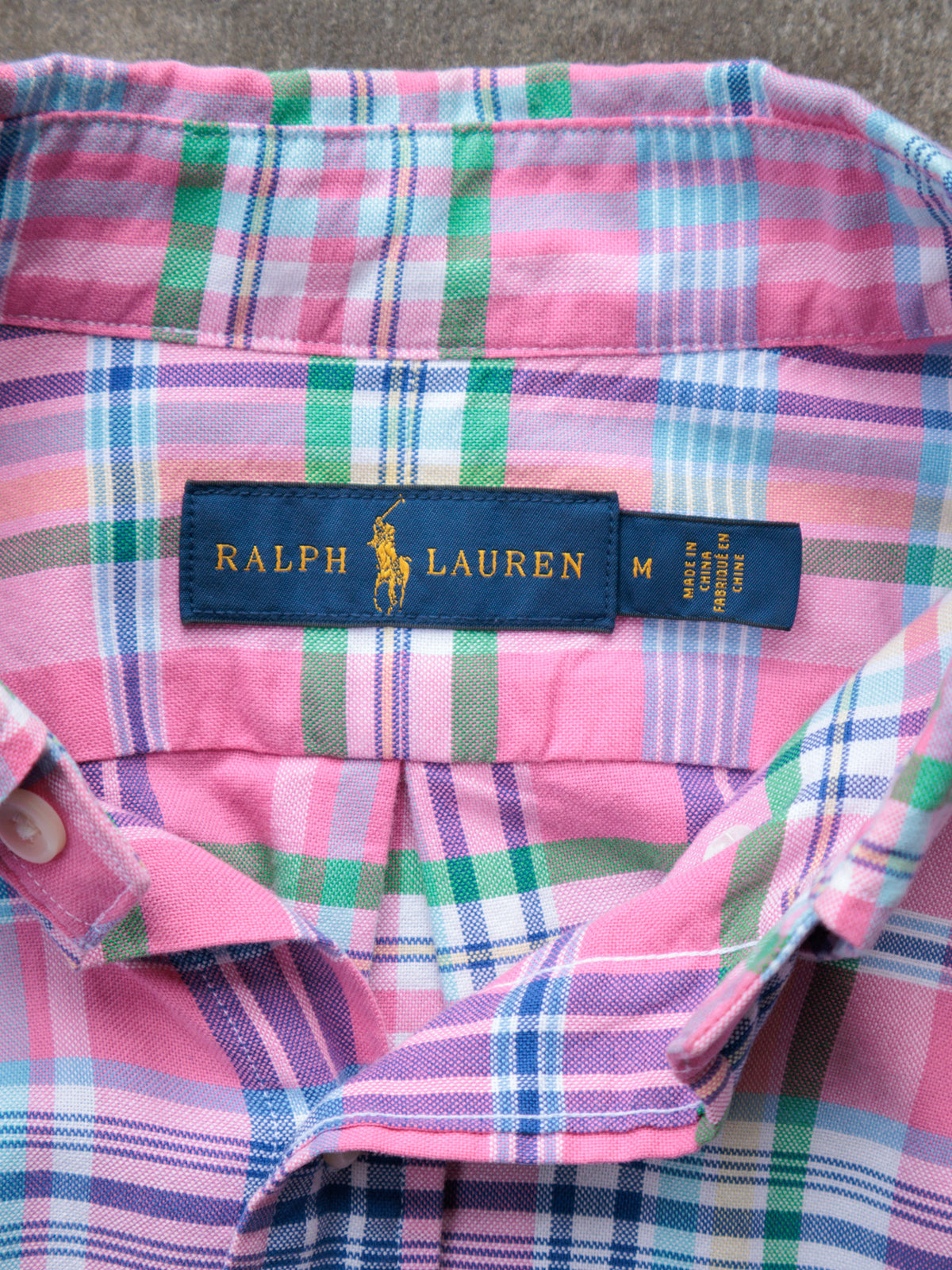 Vintage Pink Plaid Ralph Lauren Shirt (M)