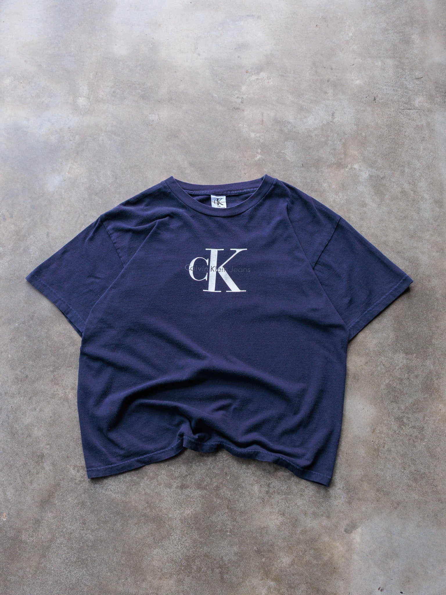 Vintage 90s Navy Calvin Klein Jeans Spell Out Tee (S/M)