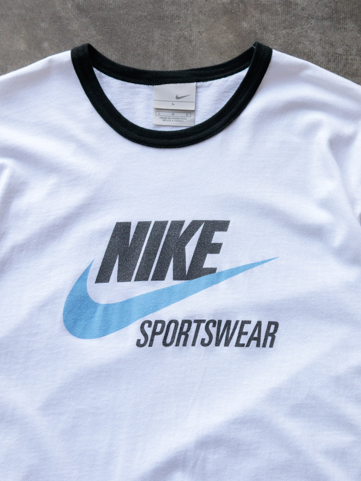 Vintage 00s White Nike Ringer Tee (L)