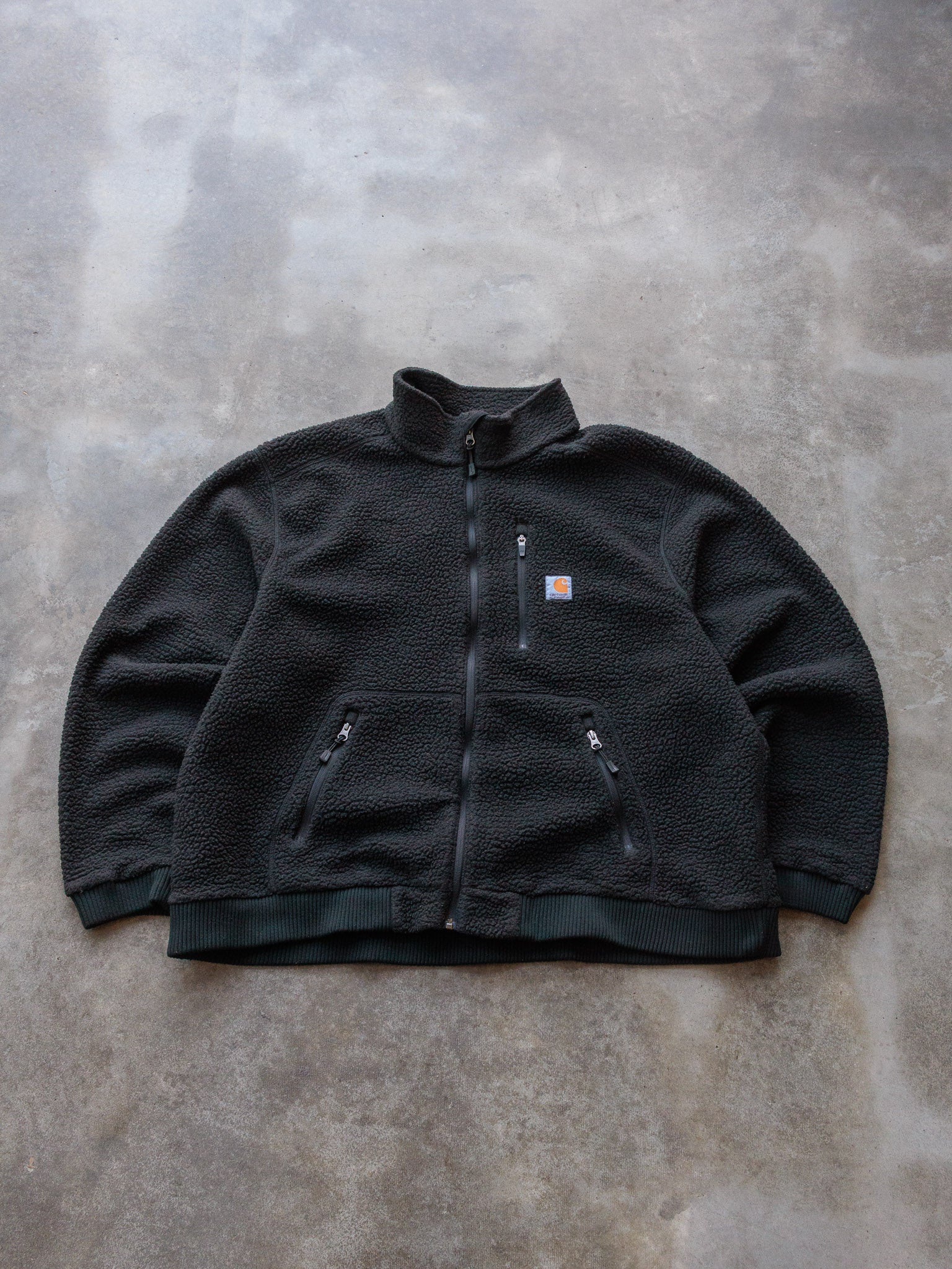 Vintage Black Carhartt Full Zip Fleece Jacket (2XL)