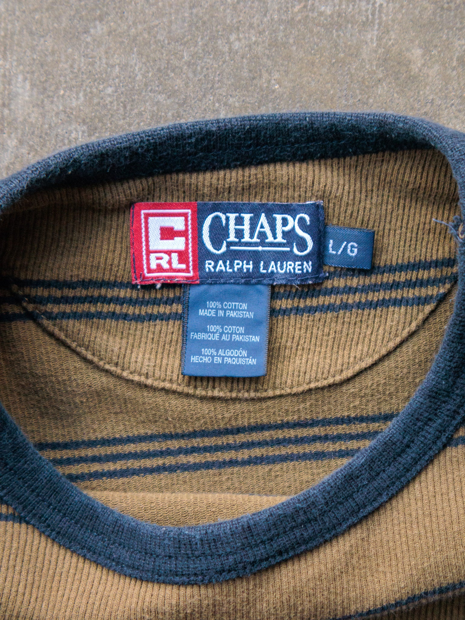 Vintage 90s Brown Chaps Ralph Lauren Striped Shirt (L)
