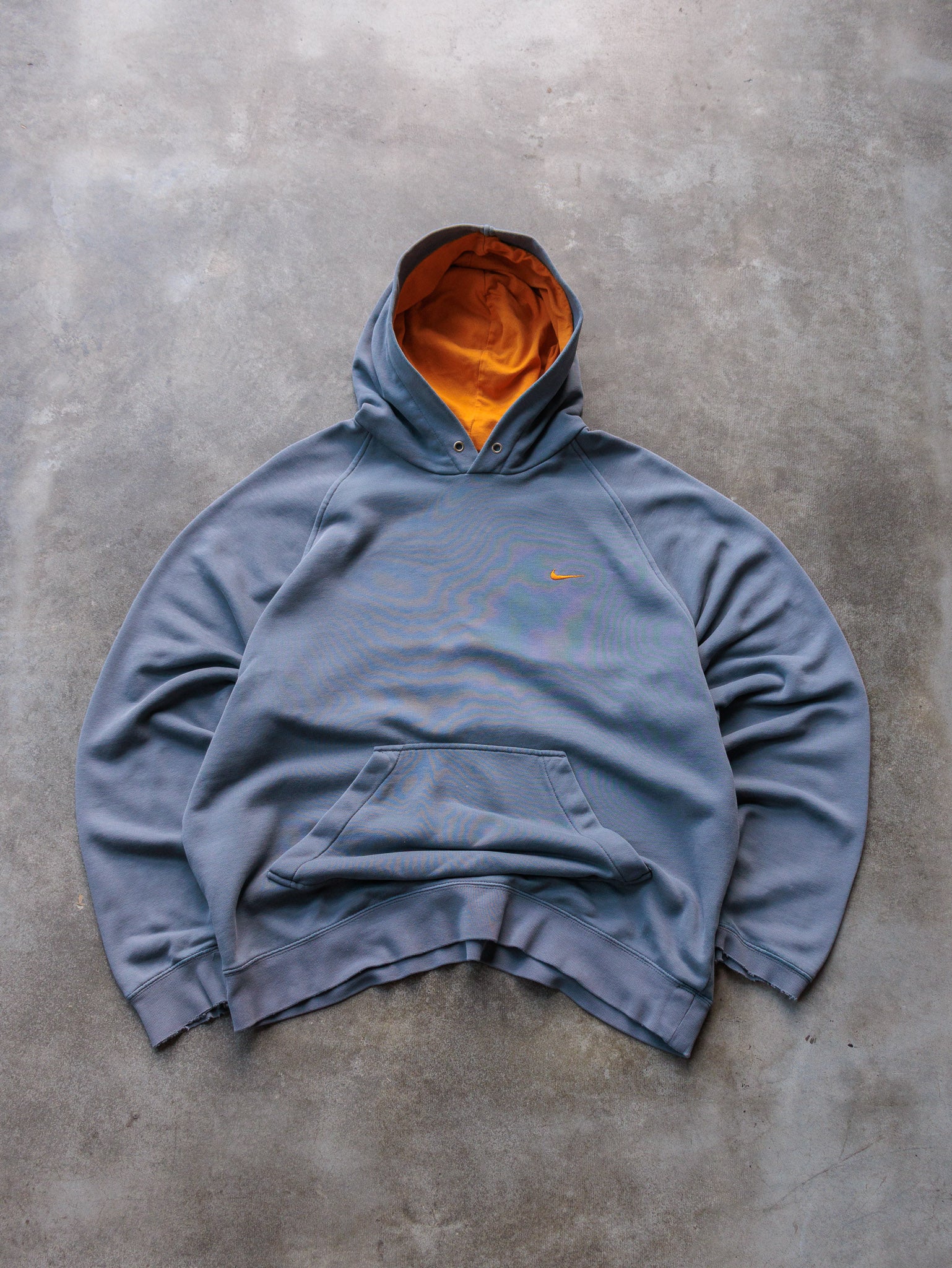 Vintage 00s Grey & Orange Nike Swoosh Hoodie (XL)