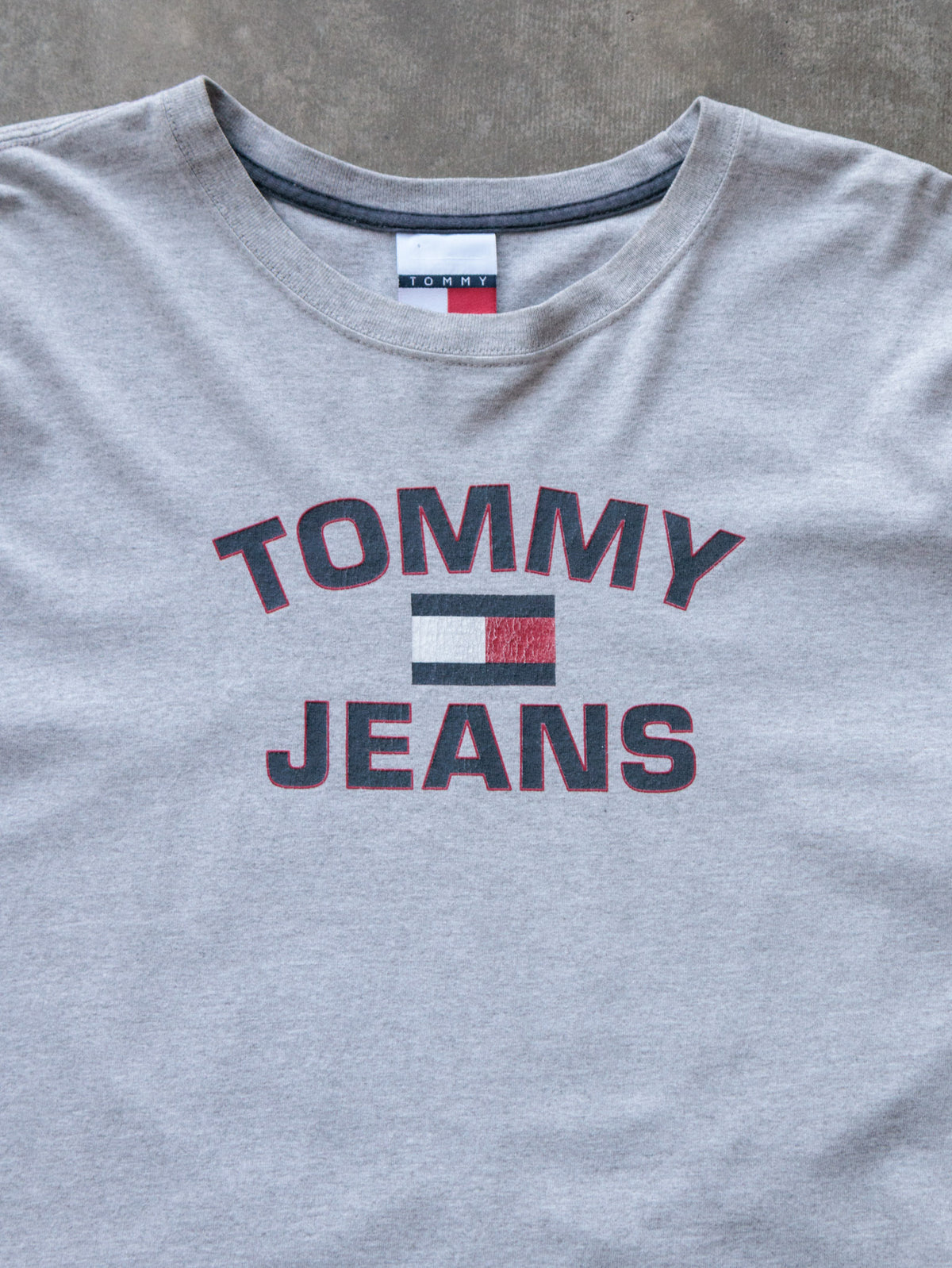 Vintage 90s Grey Tommy Jeans Colourblock Long Sleeve Tee (XL)