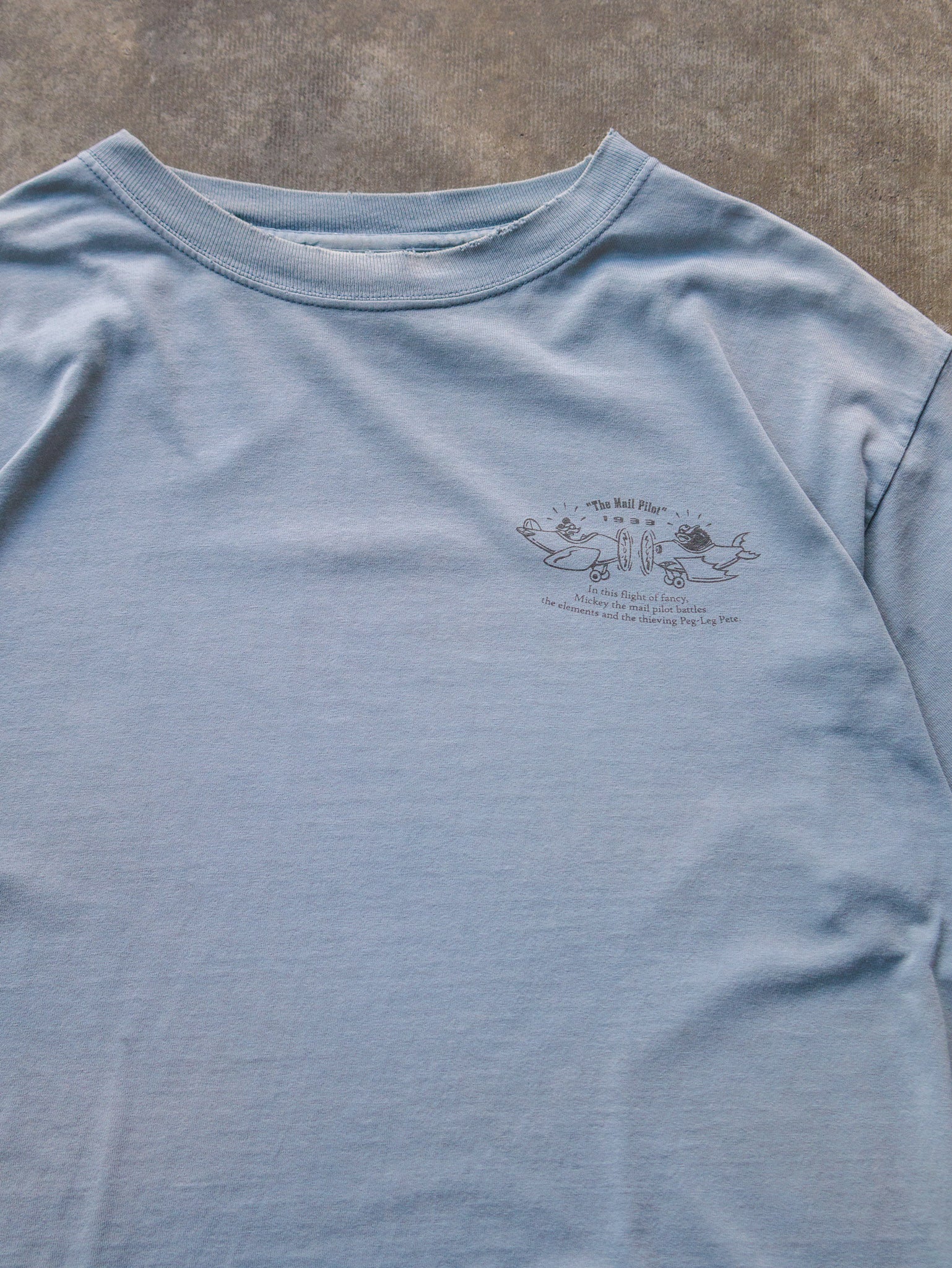 Vintage 90s Light Blue Mickey Mouse The Mail Pilot Tee (L)
