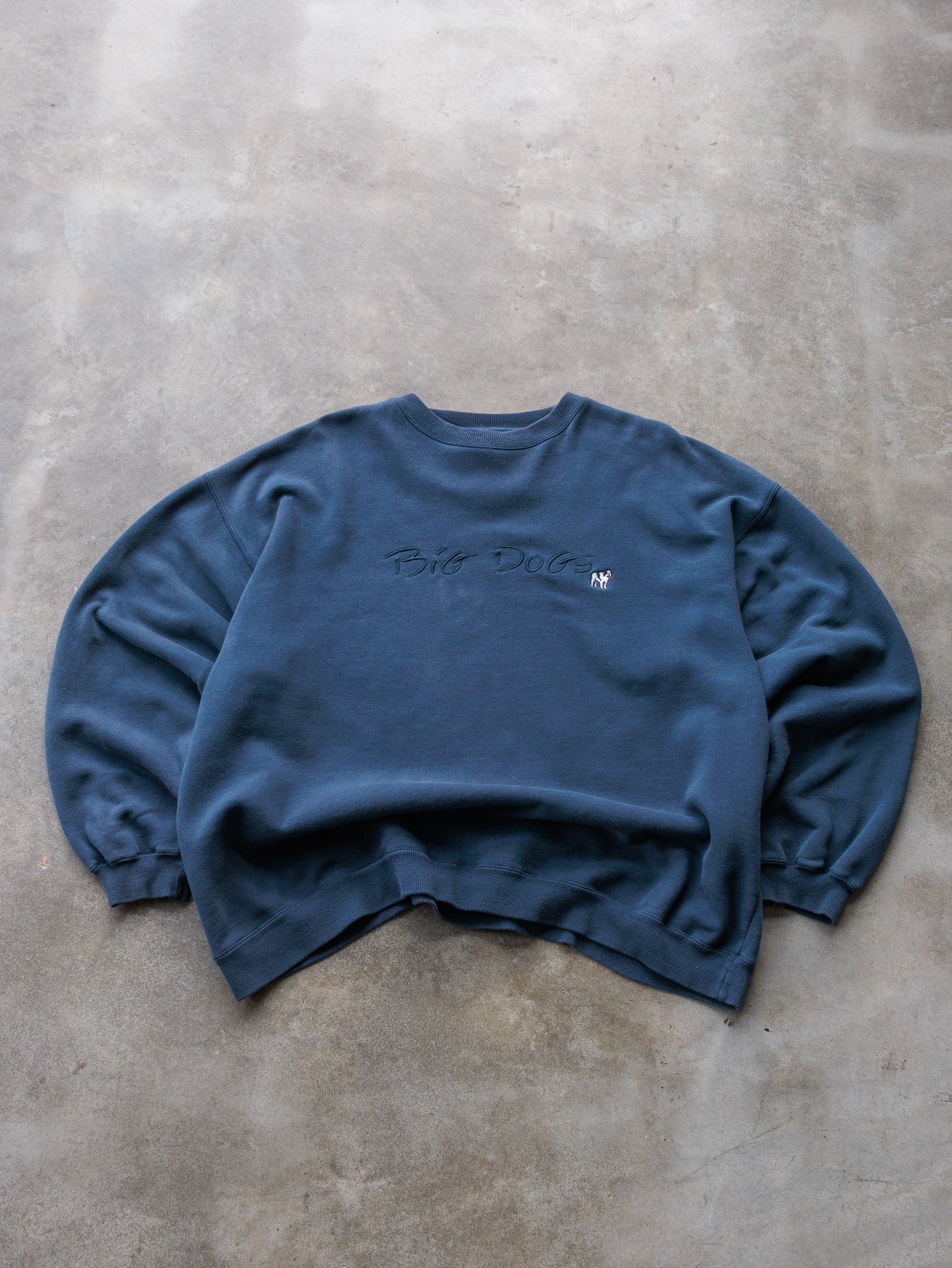 Vintage 90s Blue Big Dogs Embroidered Sweatshirt (2XL)
