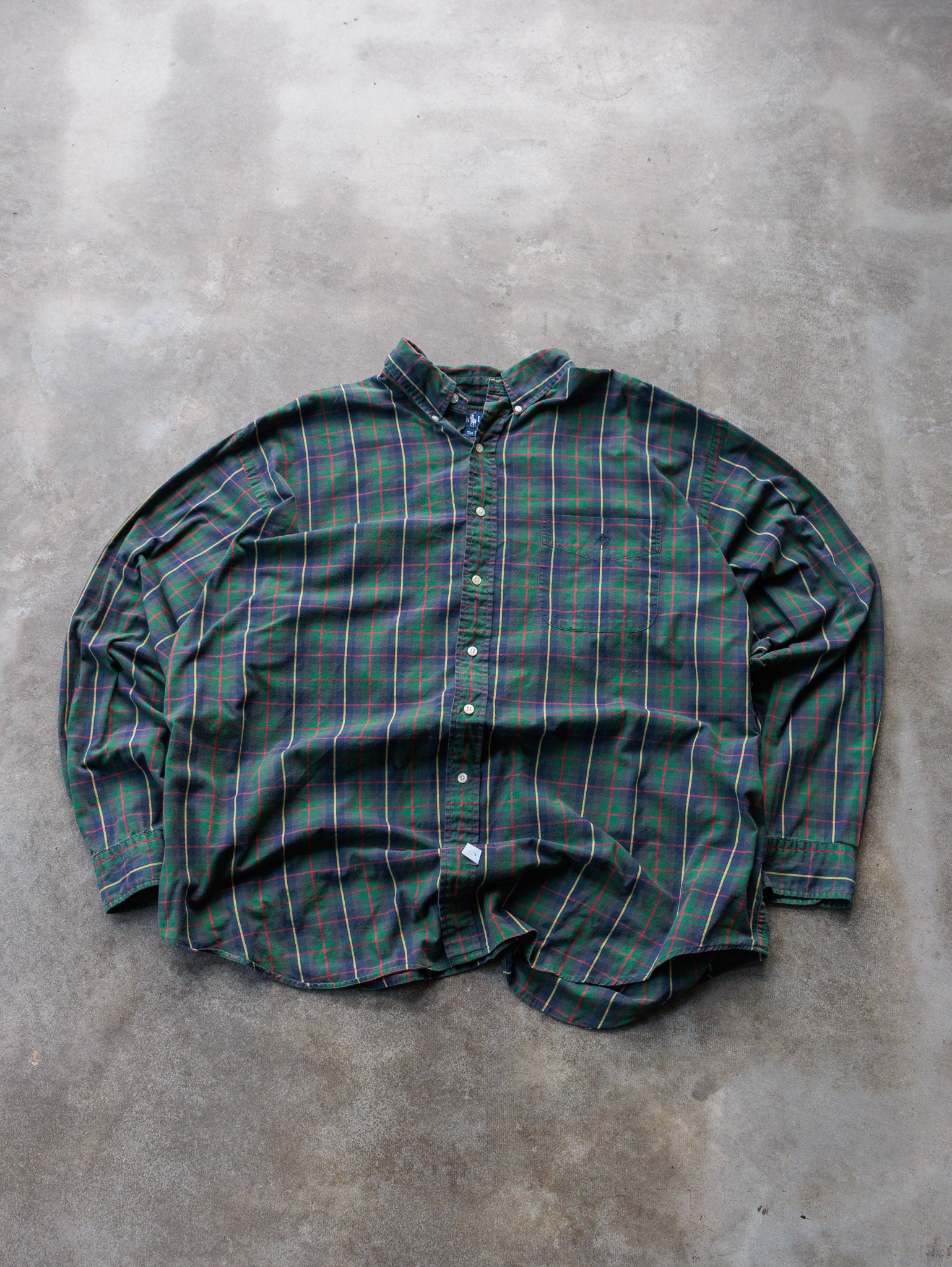 Vintage 90s Green Ralph Lauren Plaid Shirt (2XL)