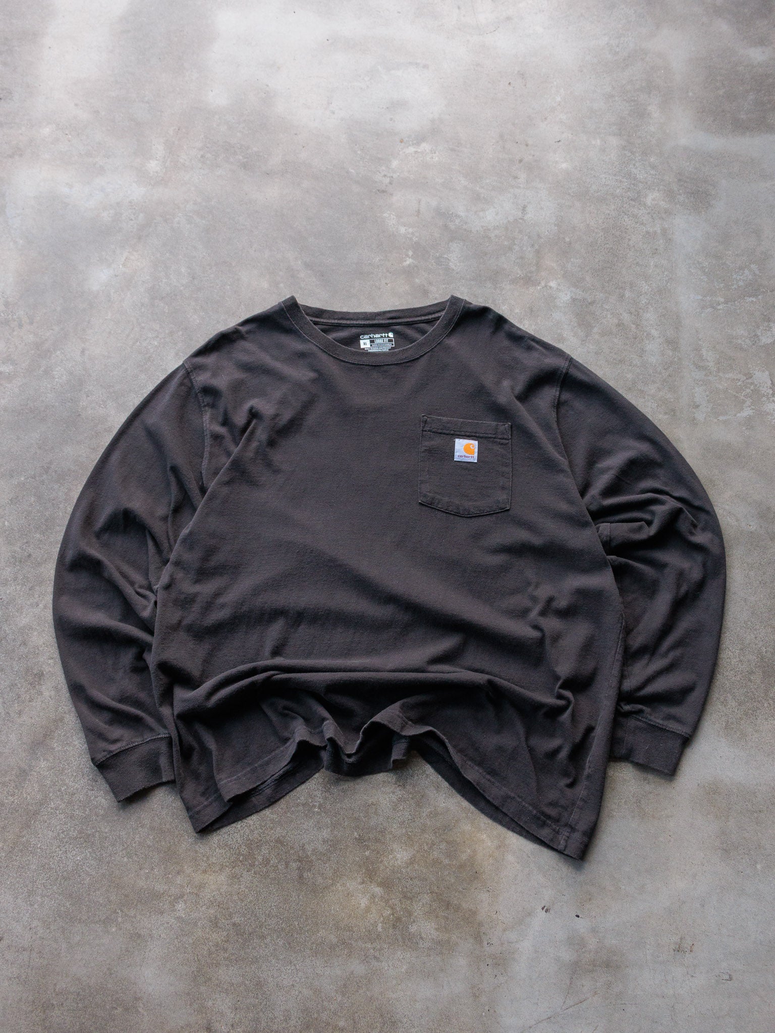 Vintage Faded Black Carhartt Pocket Long Sleeve (XL)