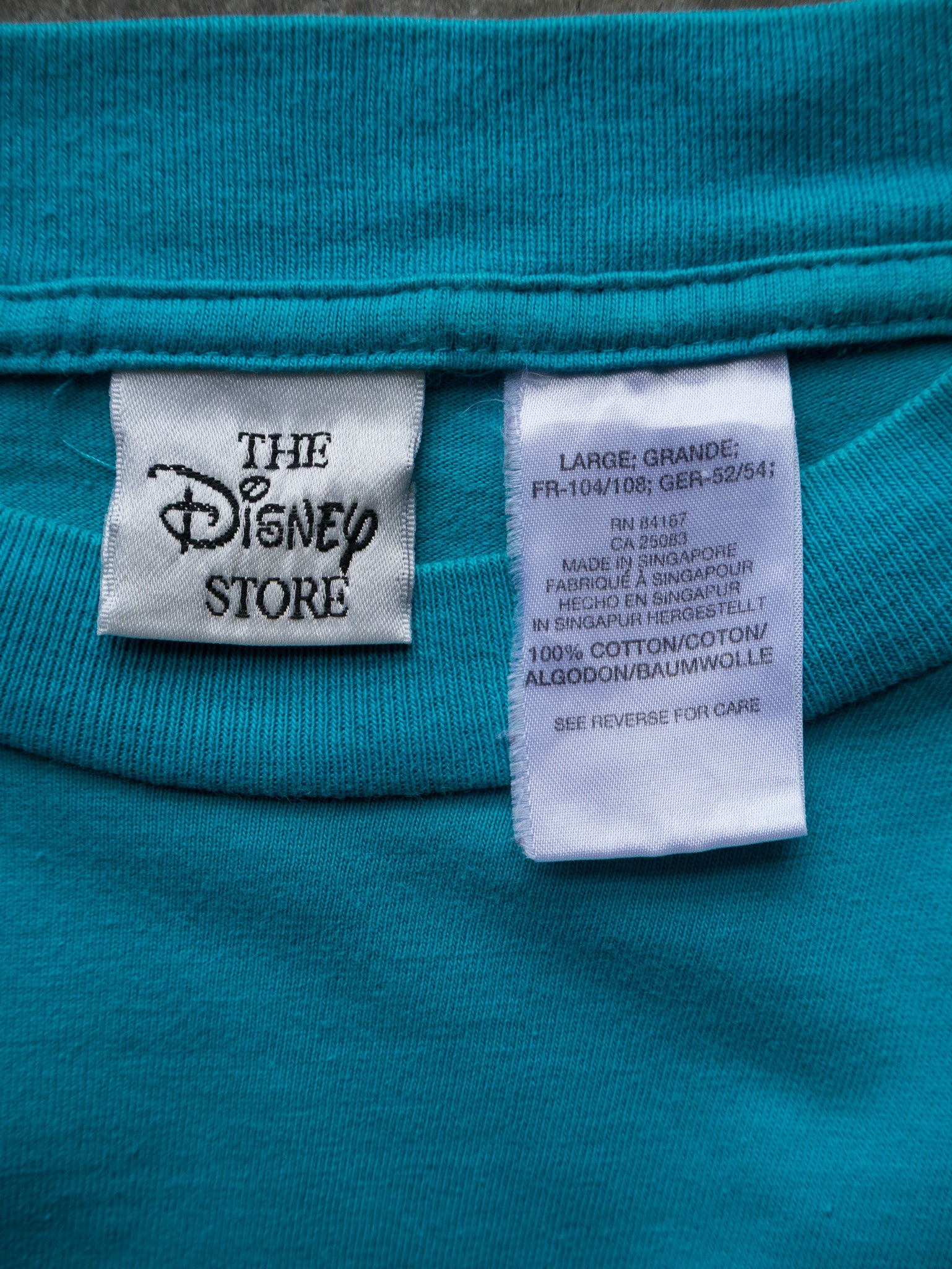 Vintage 90s Teal Disney Mickey & Minnie Pocket Tee (L)