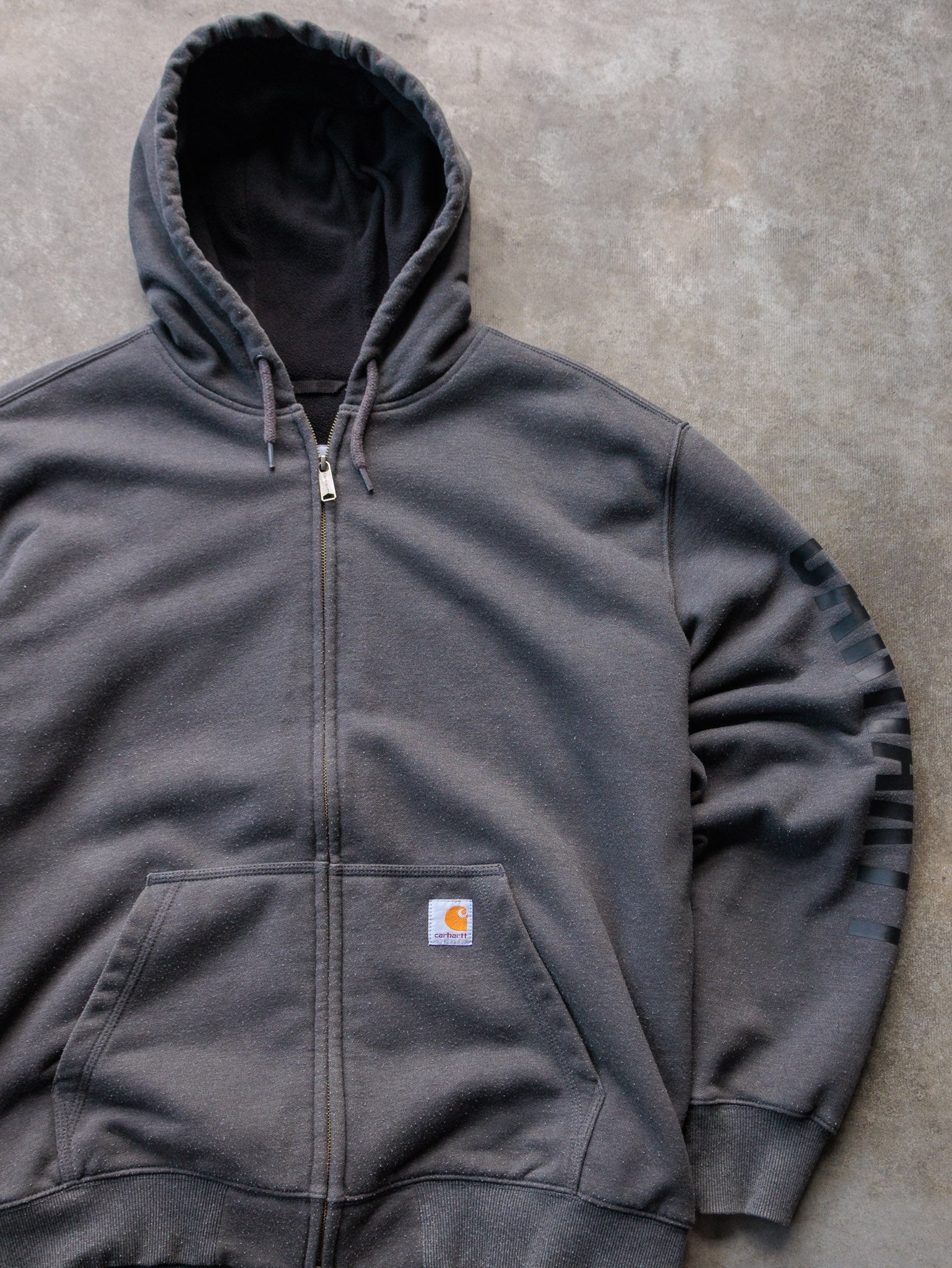 Vintage Grey Carhartt Zip Up Hoodie (L)
