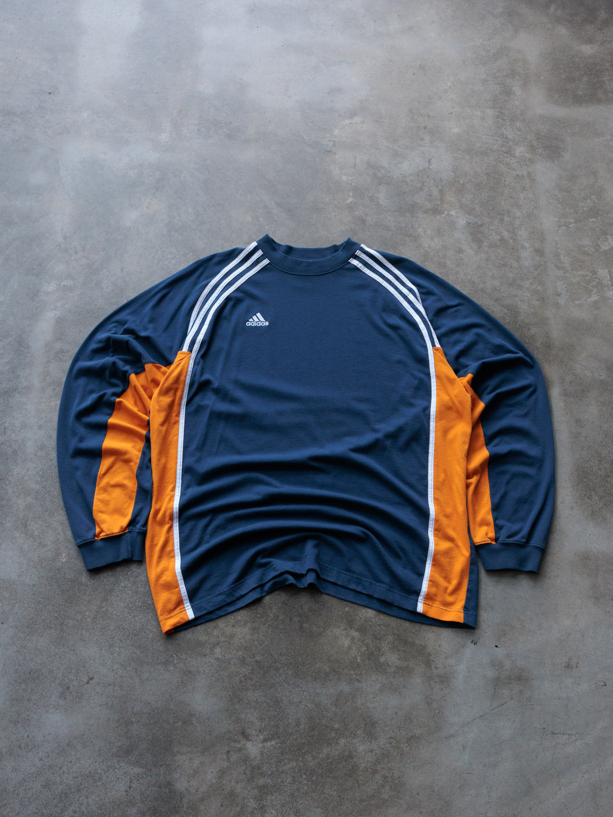Vintage Navy Adidas Colourblock Long Sleeve Tee (L)