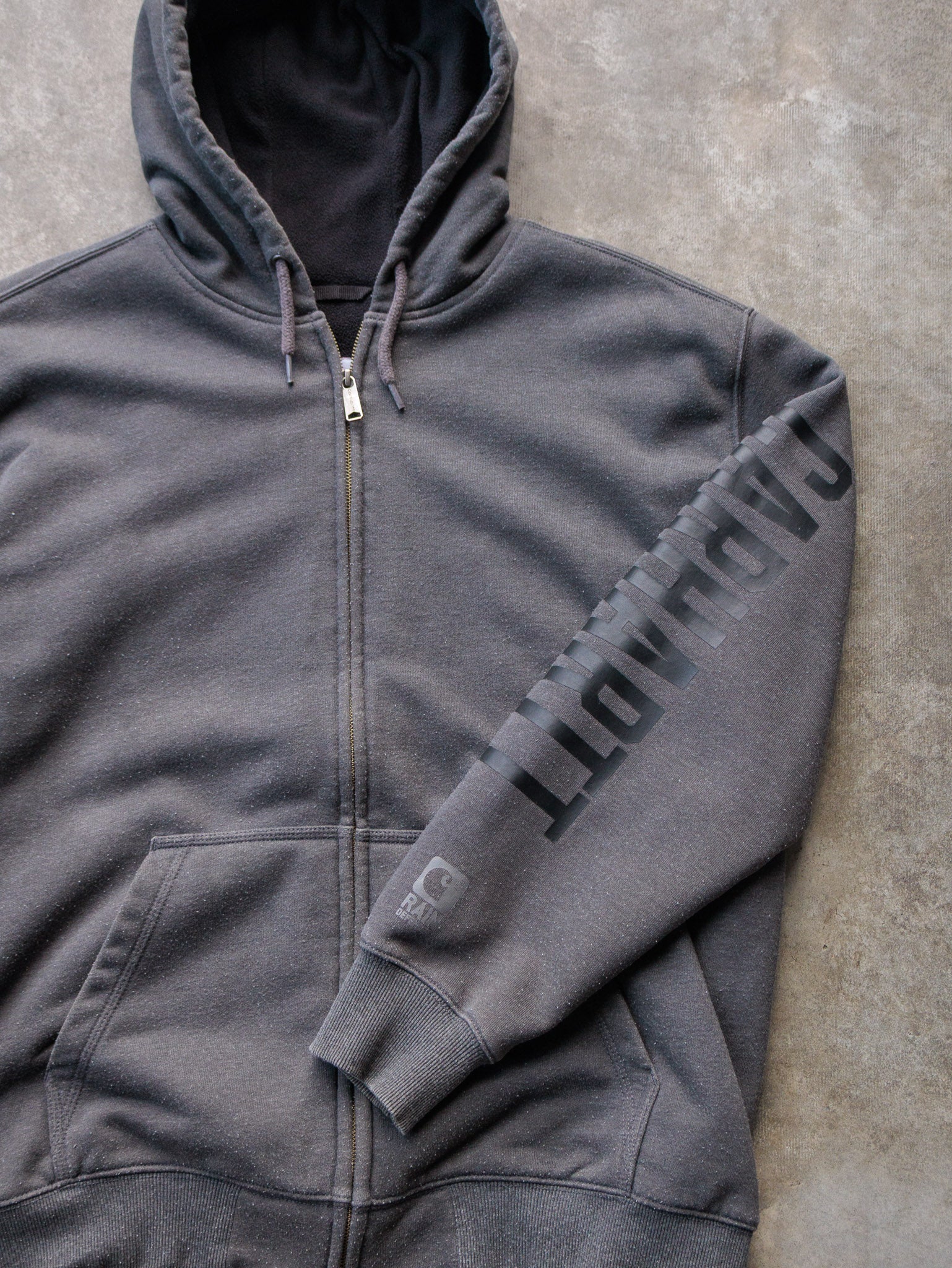 Vintage Grey Carhartt Zip Up Hoodie (L)