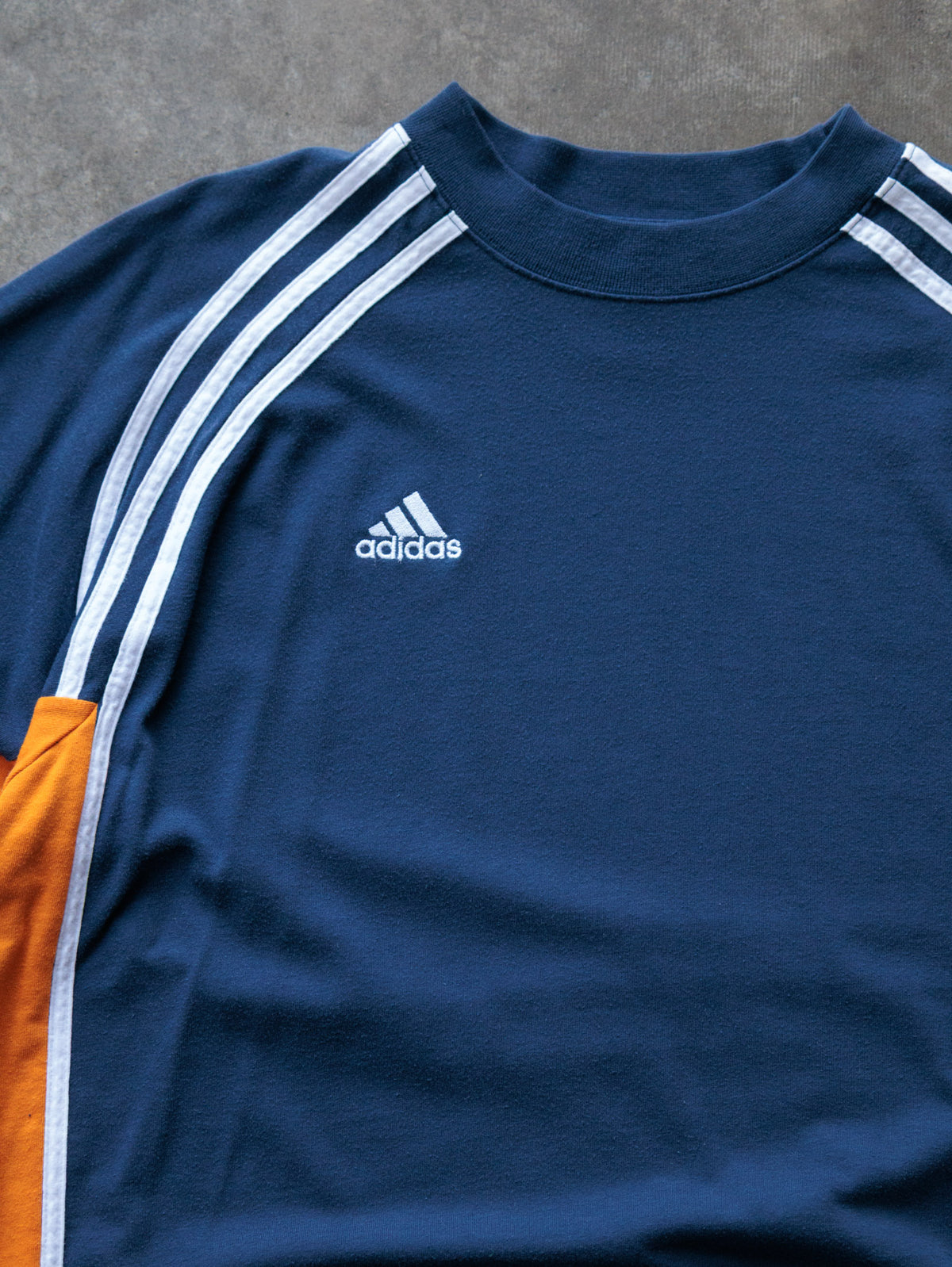 Vintage Navy Adidas Colourblock Long Sleeve Tee (L)