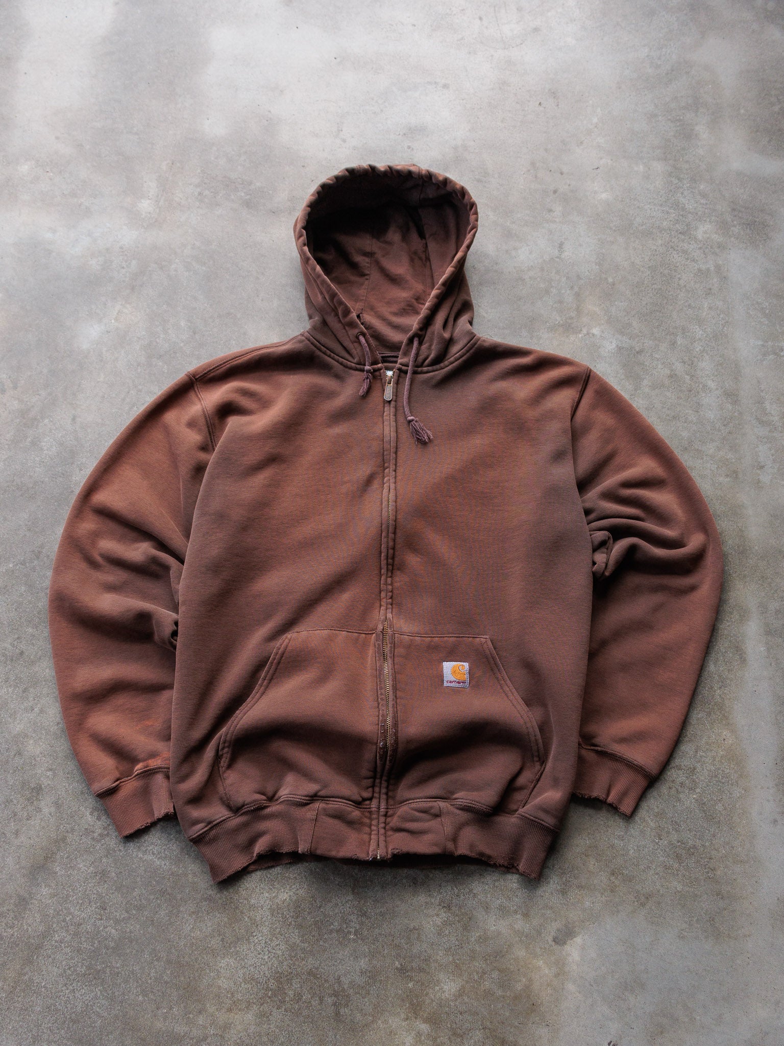Vintage 00s Faded Brown Carhartt Zip Up Hoodie (M)