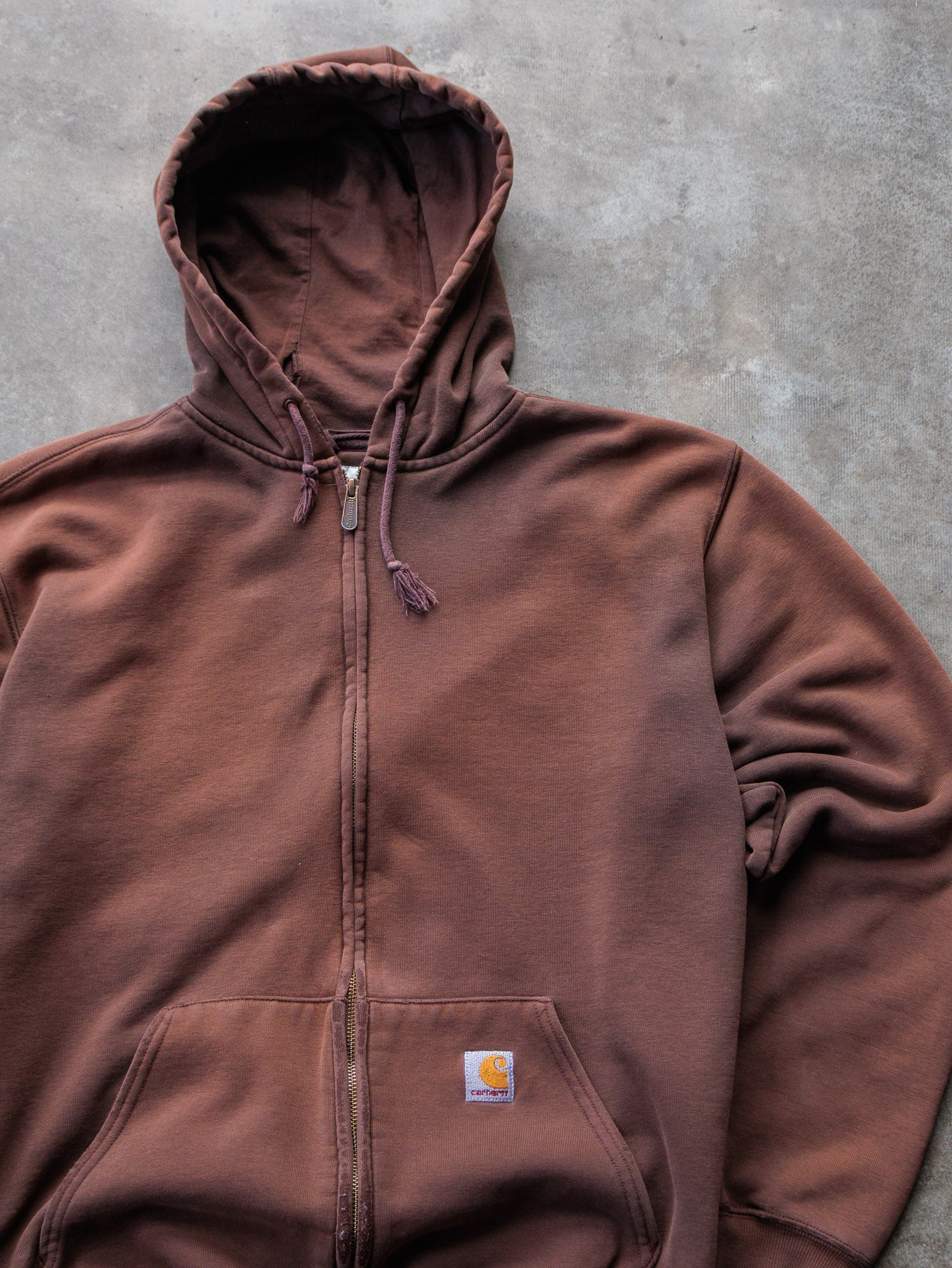 Vintage 00s Faded Brown Carhartt Zip Up Hoodie (M)