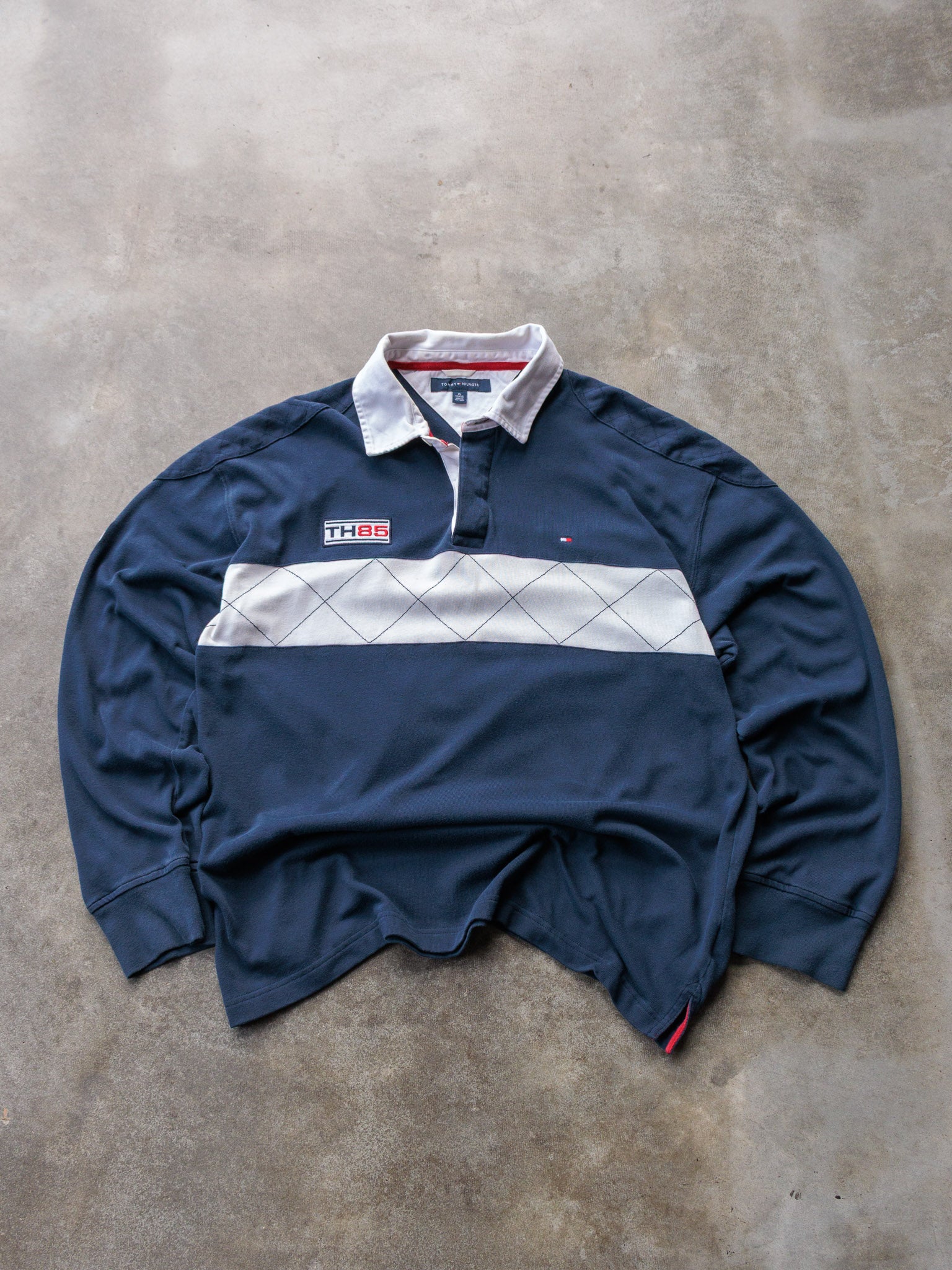Vintage 00s Navy Tommy Hilfiger Rugby Shirt (XL)
