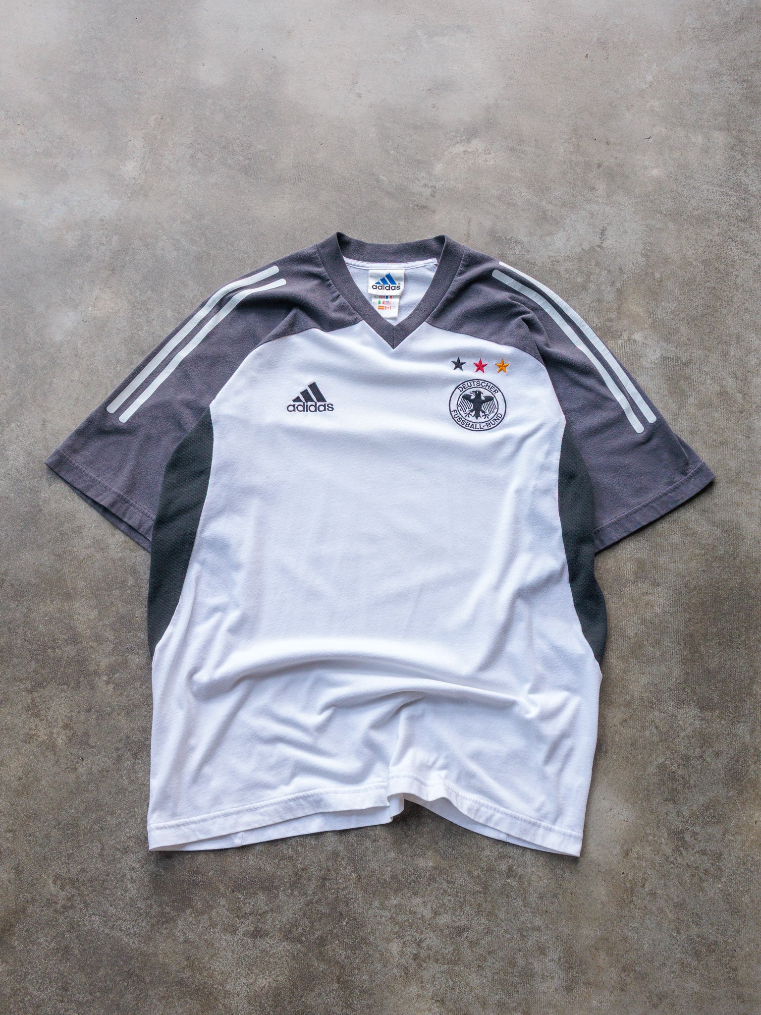 Vintage 00s White & Grey Adidas Germany Football Tee (M)