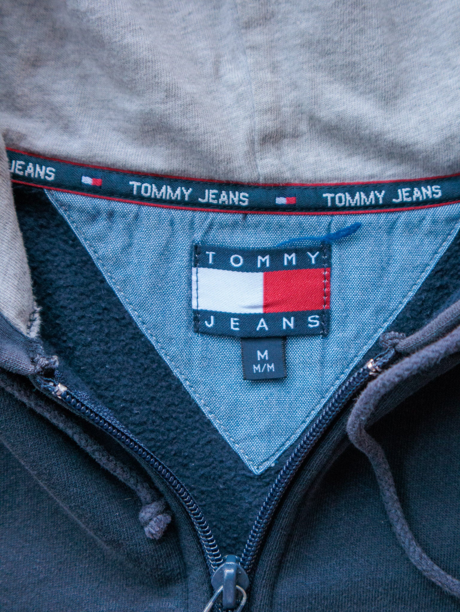 Vintage 90s Navy Tommy Hilfiger Zip Hoodie (M)