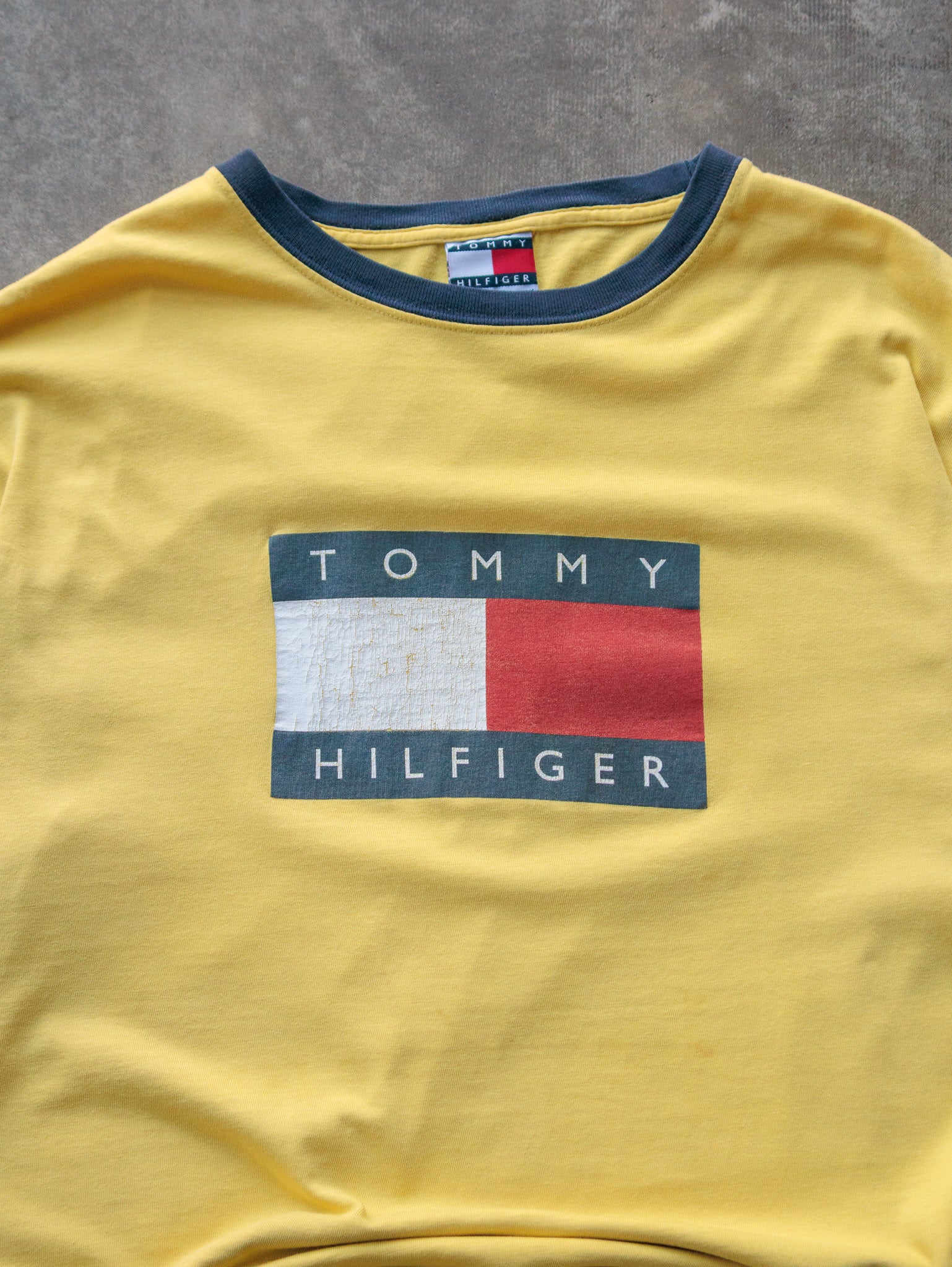 Vintage Yellow Tommy Hilfiger Ringer Tee (L)