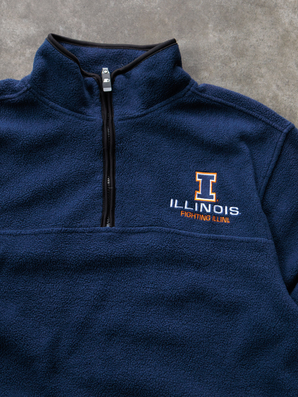 Vintage Navy Starter Illinois Fighting Illini Fleece Quarter Zip (M)