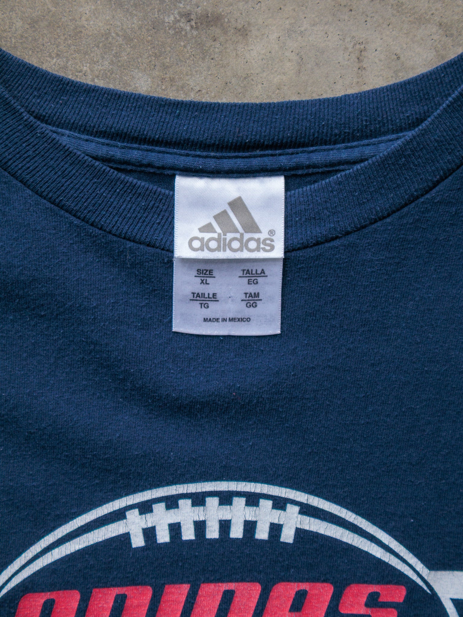 Vintage 00s Navy Adidas Football Graphic Long Sleeve (XL)