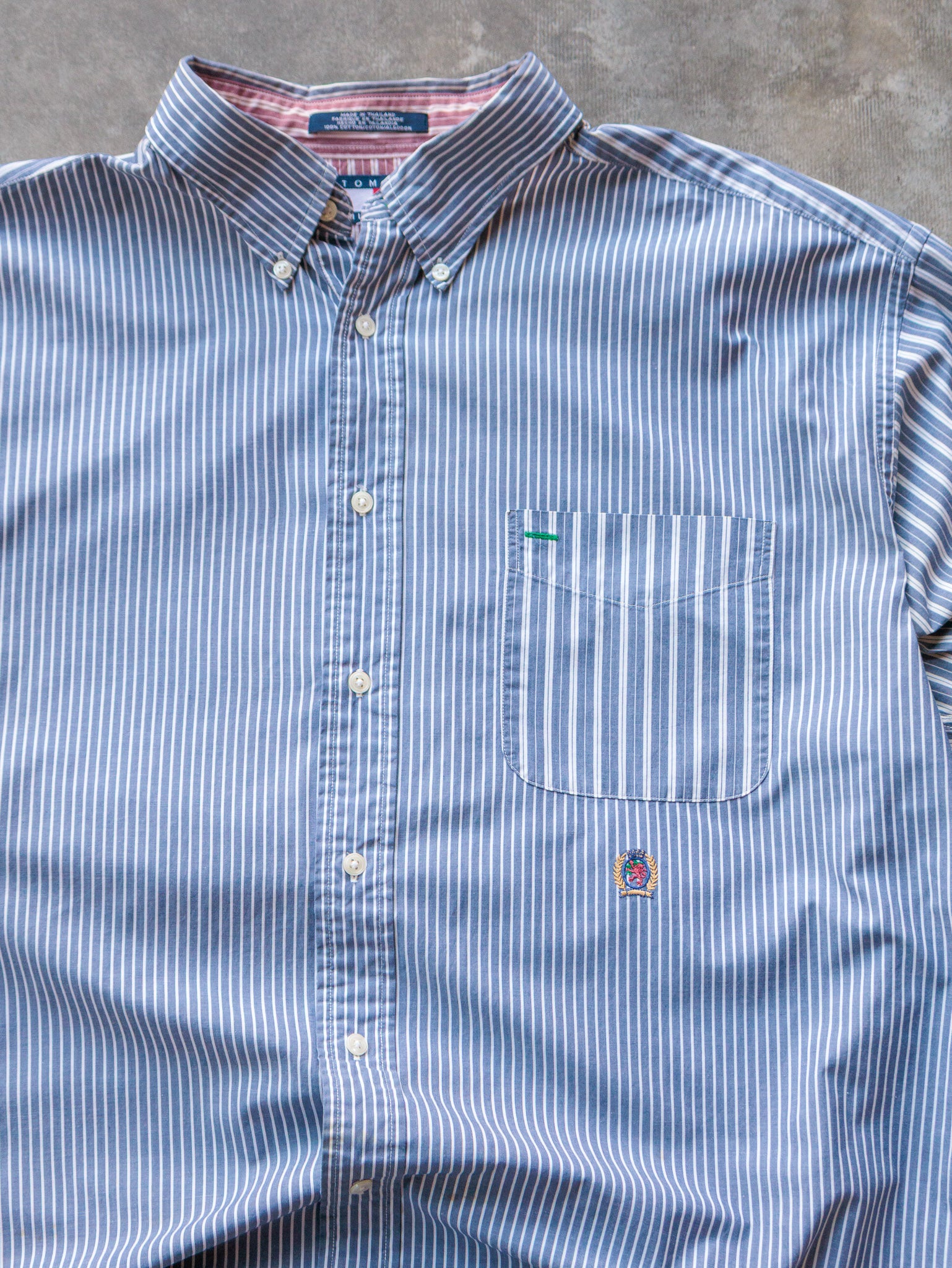 Vintage 90s Blue Tommy Hilfiger Striped Shirt (XL)